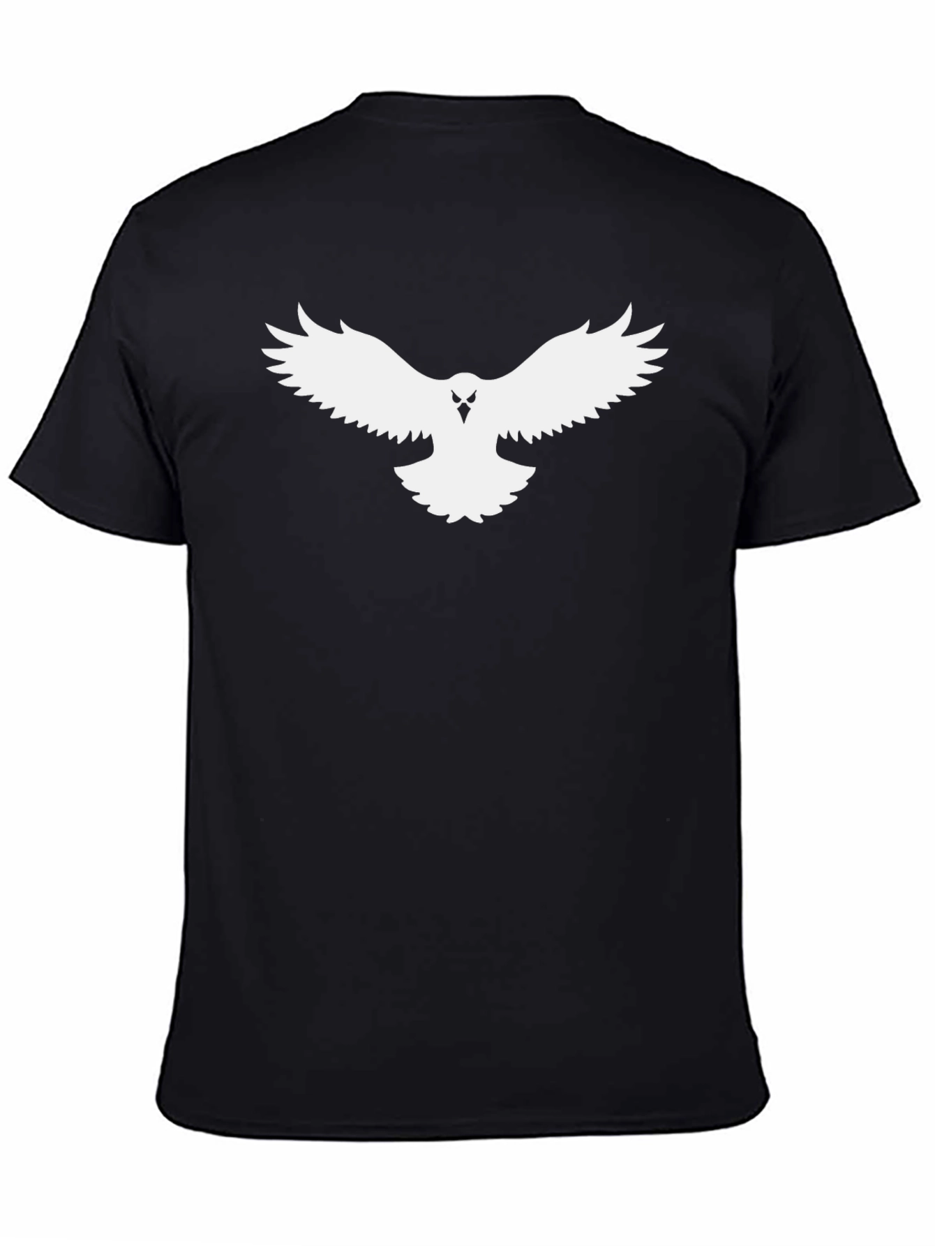 Black T-Shirt with White Bird Graphic