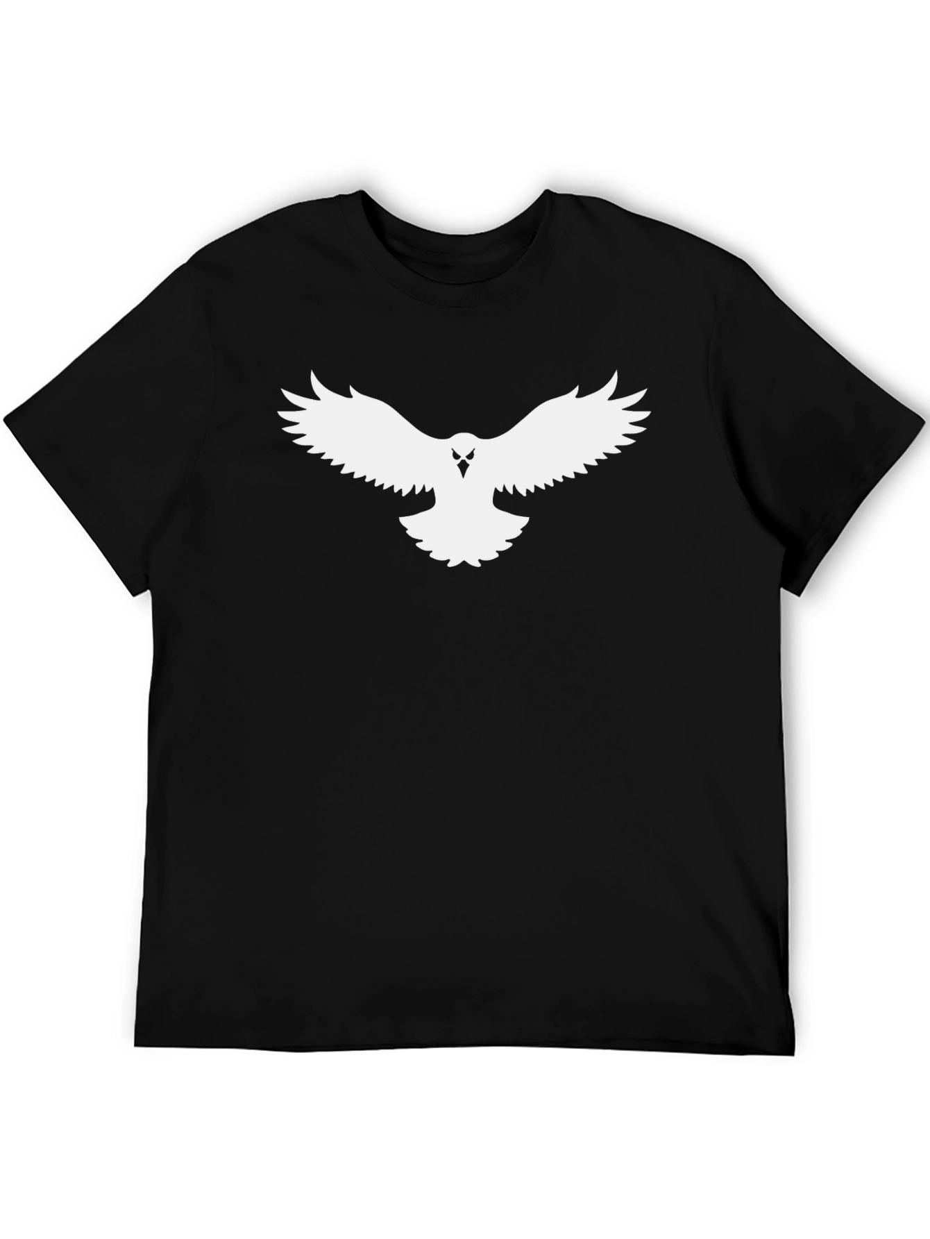 Black T-Shirt with White Bird Graphic
