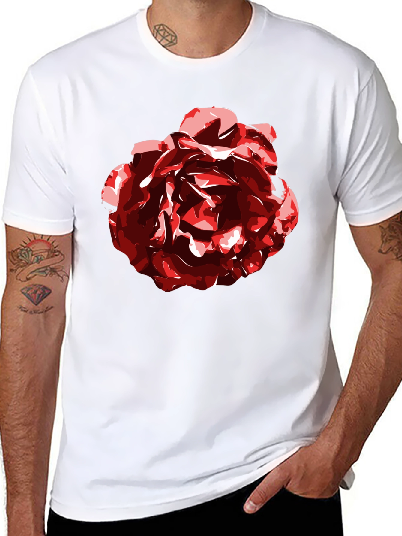 Rose Graphic Print Black T-Shirt