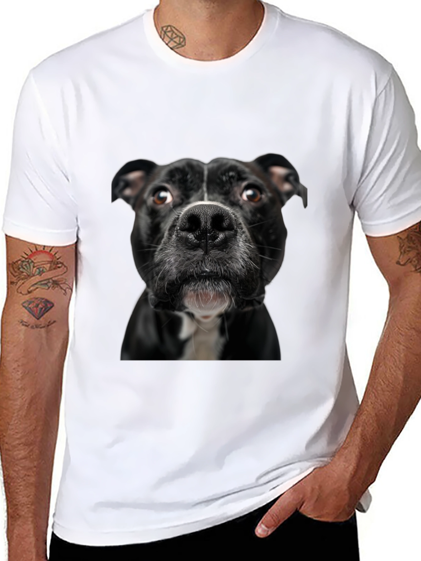 Dog Portrait Graphic T-Shirt - Unisex Black Tee