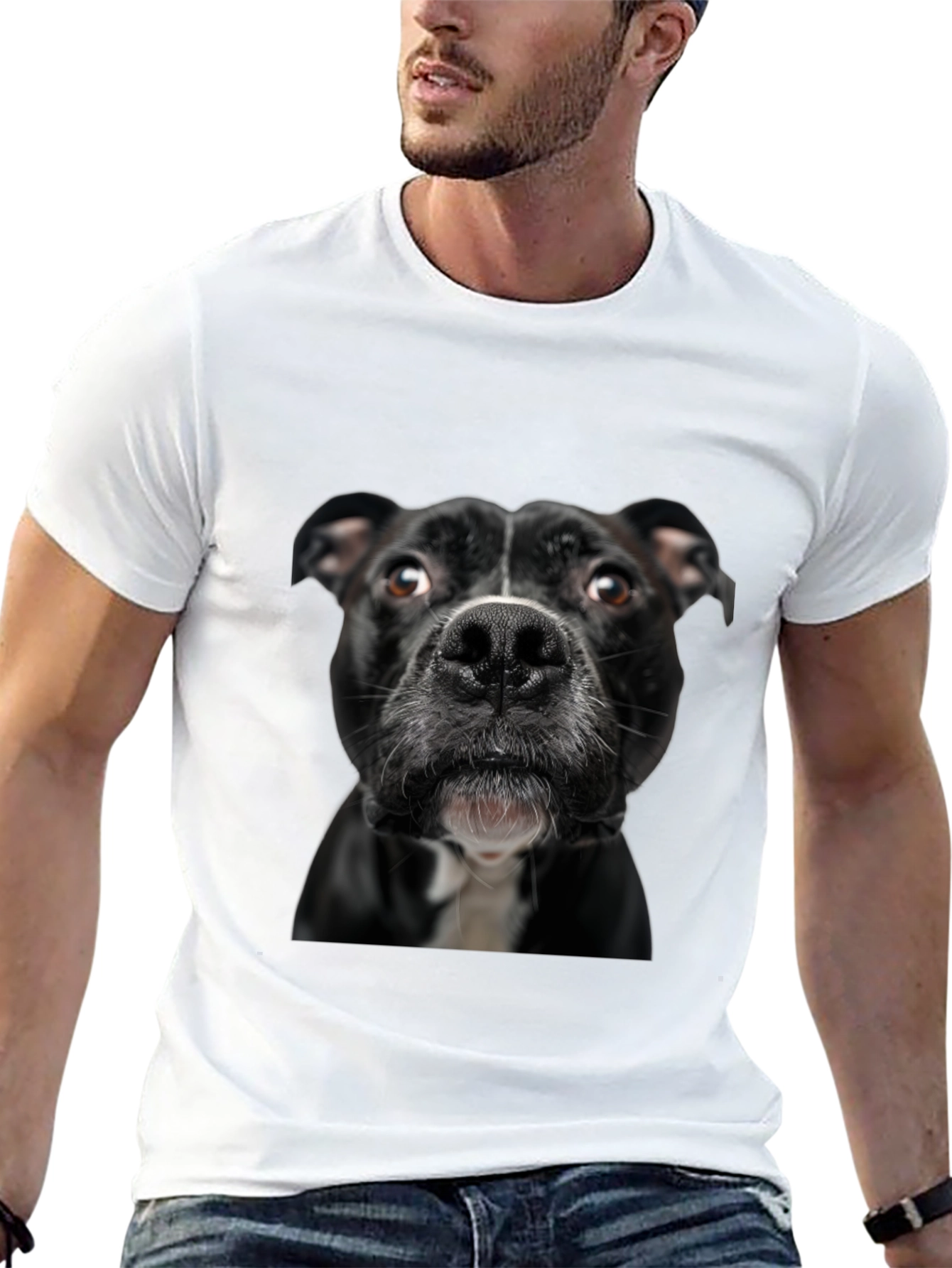 Dog Portrait Graphic T-Shirt - Unisex Black Tee