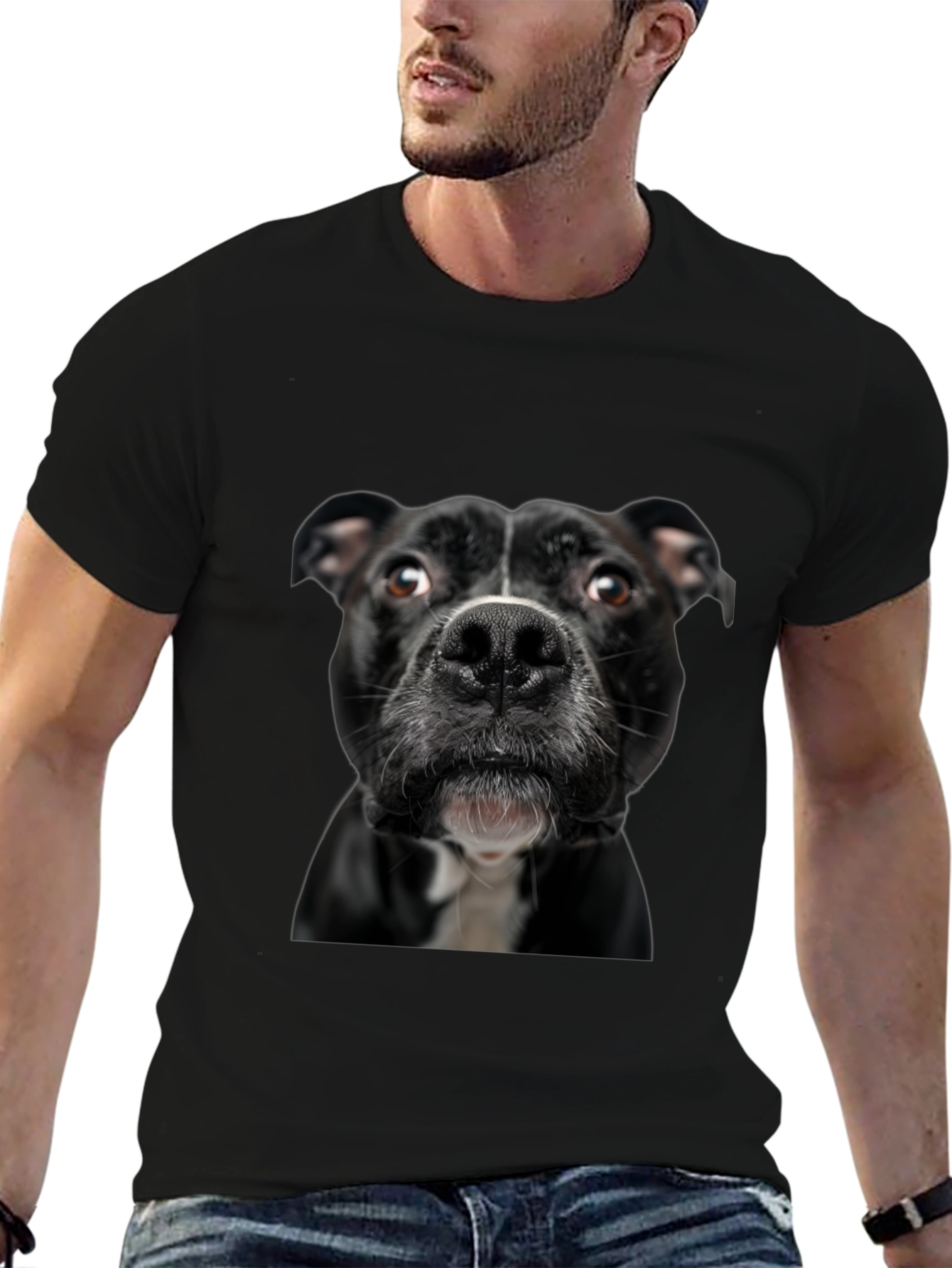 Dog Portrait Graphic T-Shirt - Unisex Black Tee