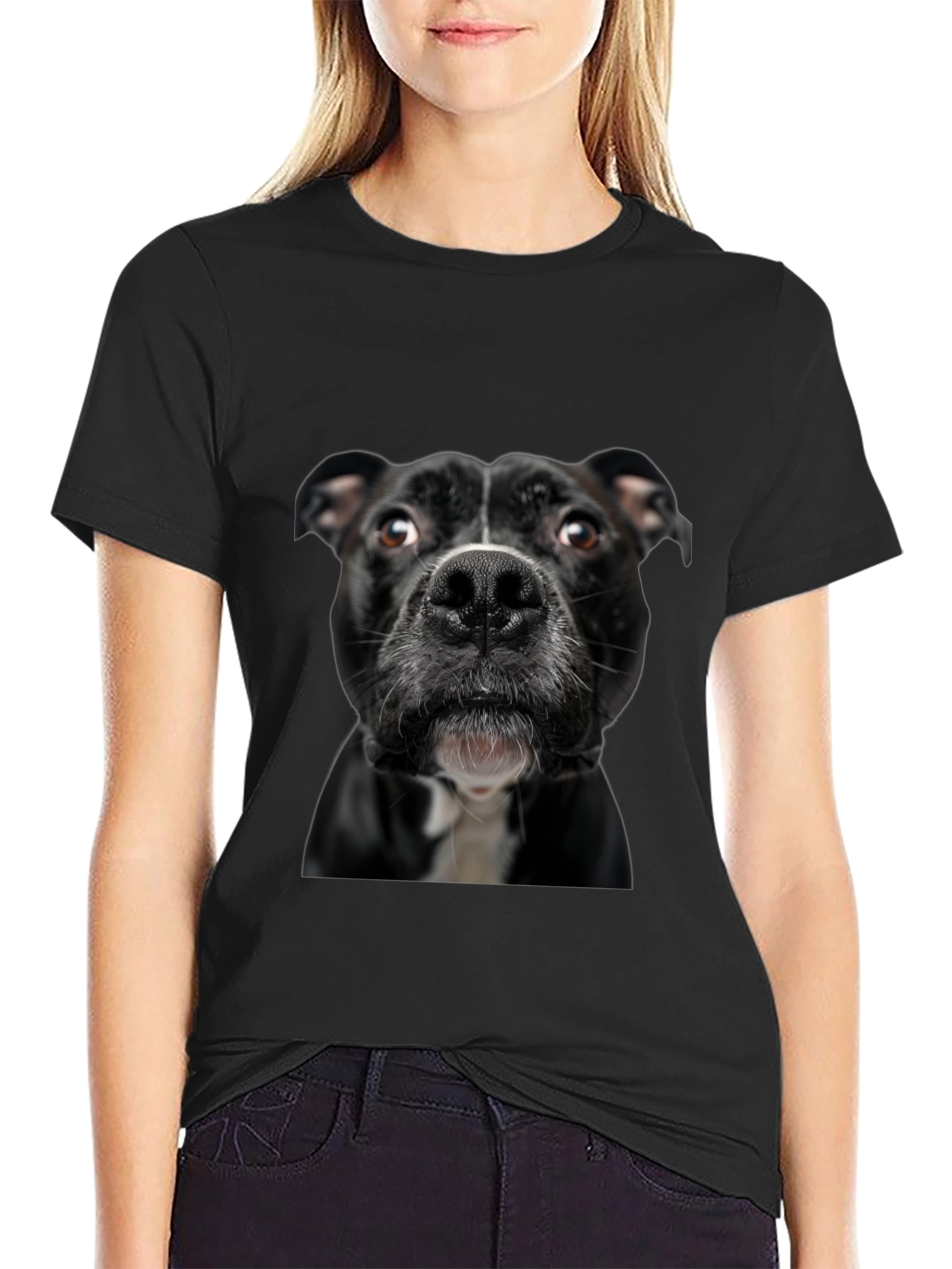 Dog Portrait Graphic T-Shirt - Unisex Black Tee