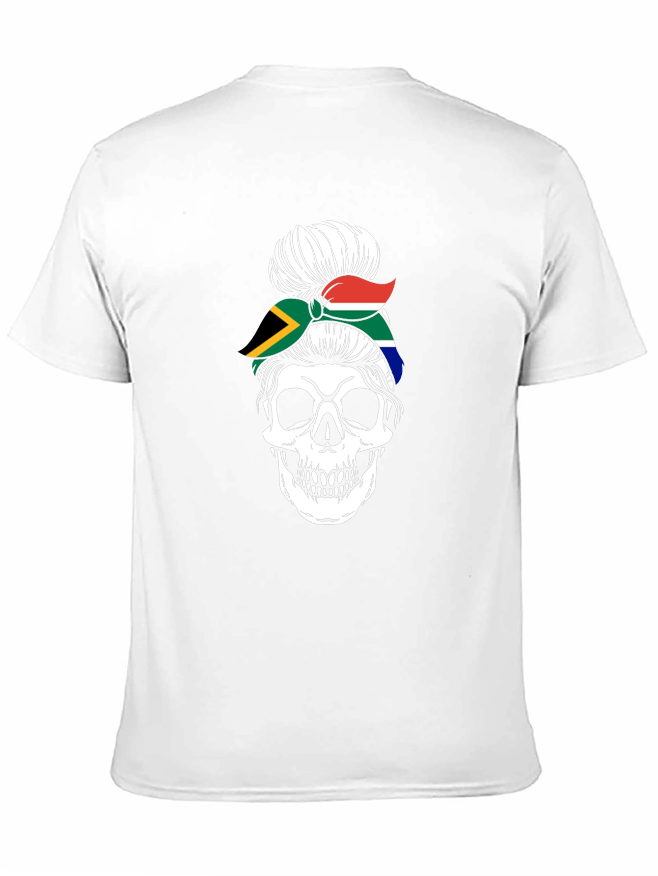 South Africa Skull Messy Bun T-Shirt