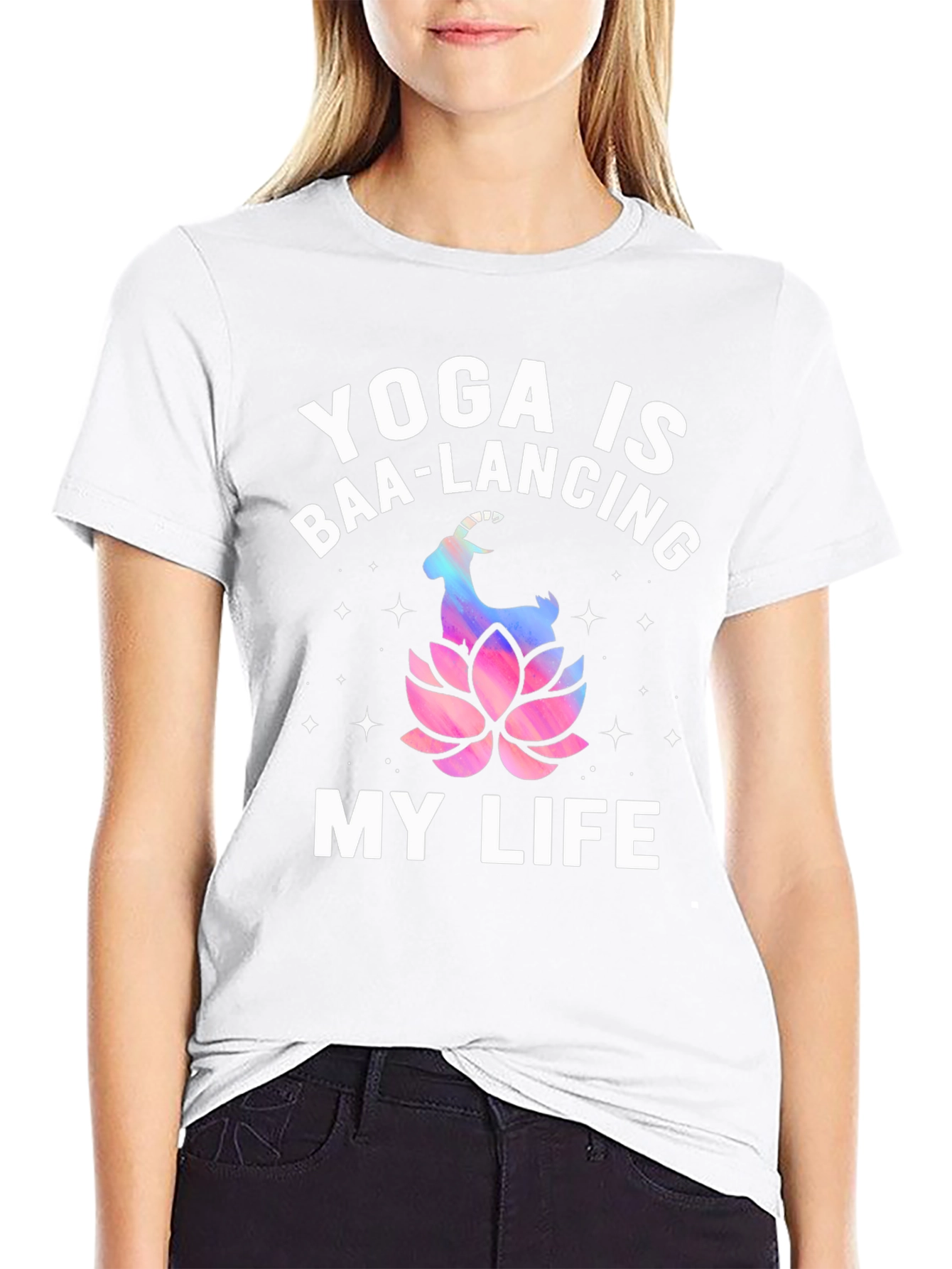 Yoga is Baa-Lancing My Life T-Shirt - Black