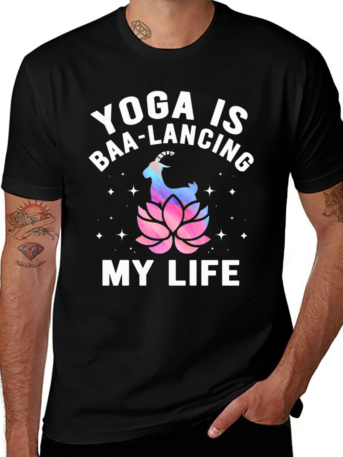 Yoga is Baa-Lancing My Life T-Shirt - Black