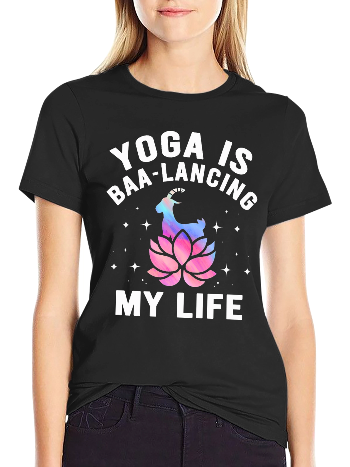 Yoga is Baa-Lancing My Life T-Shirt - Black