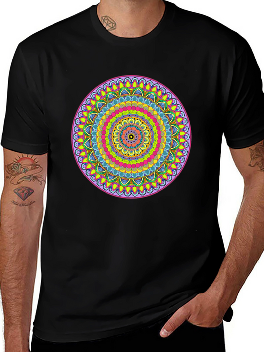 Colorful Mandala Graphic Black T-Shirt