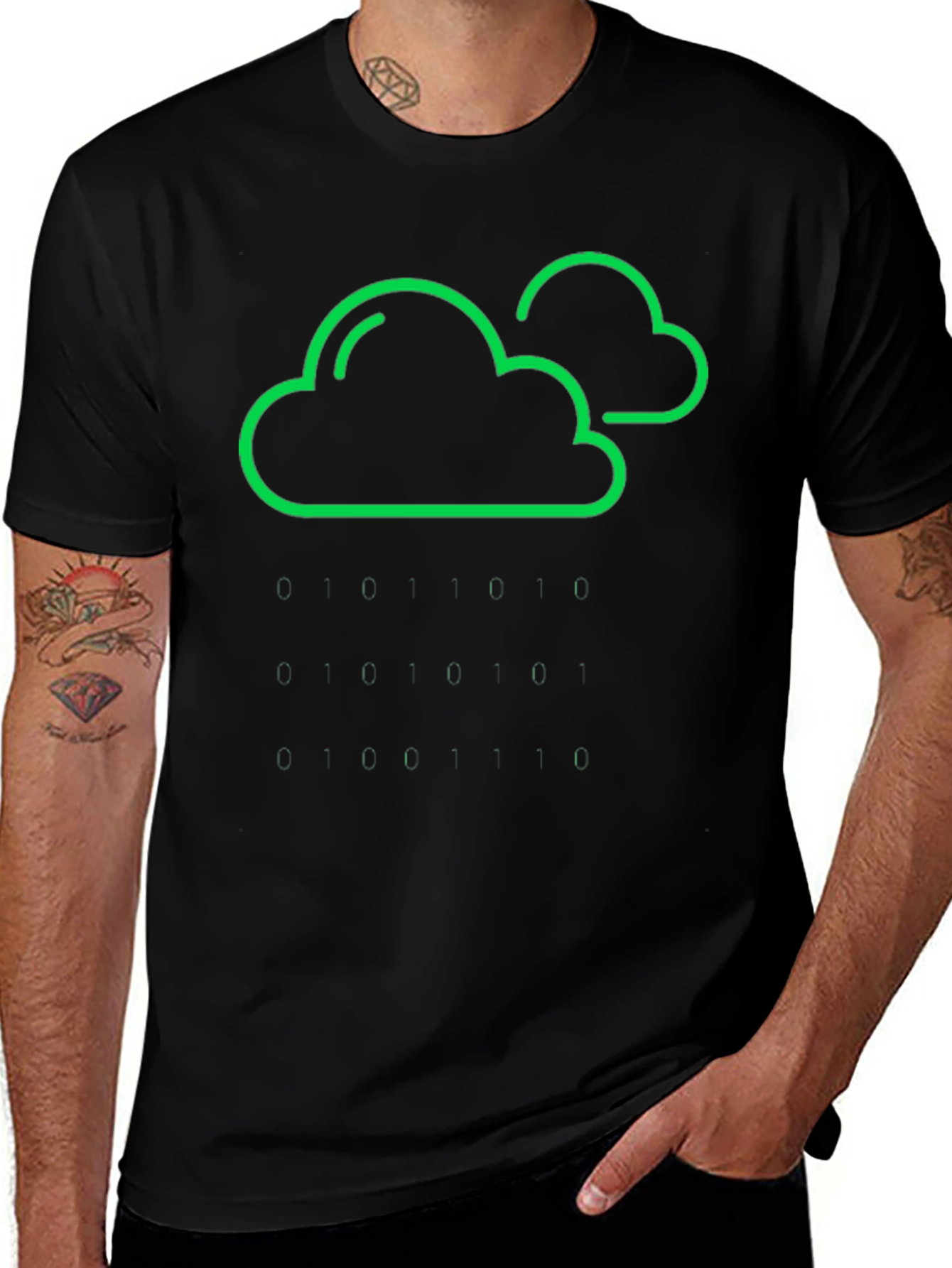 Cloud & Raindrop Graphic Tee - Black