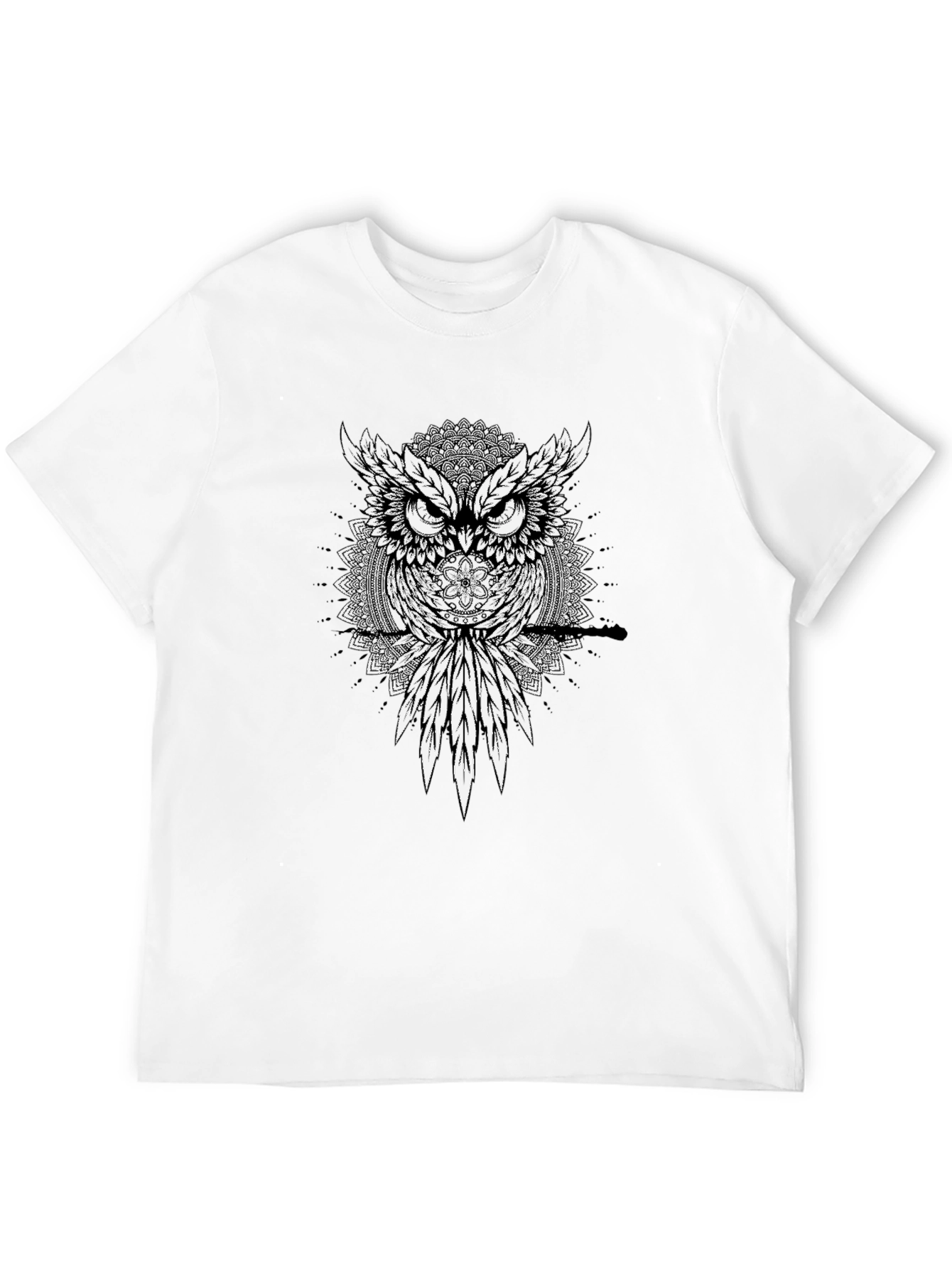 Owl Mandala Graphic Tee - Mens Black T-Shirt