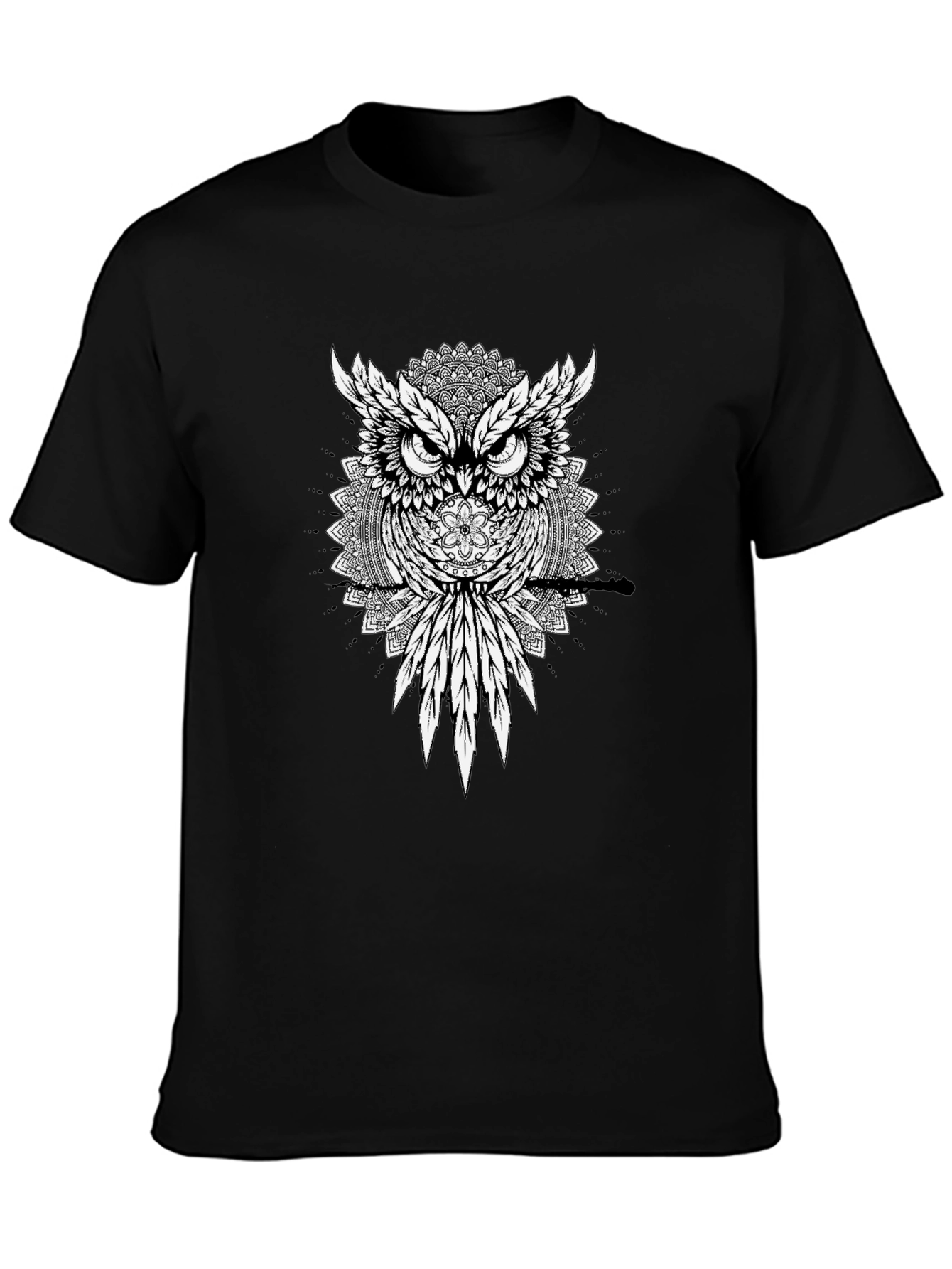 Owl Mandala Graphic Tee - Mens Black T-Shirt