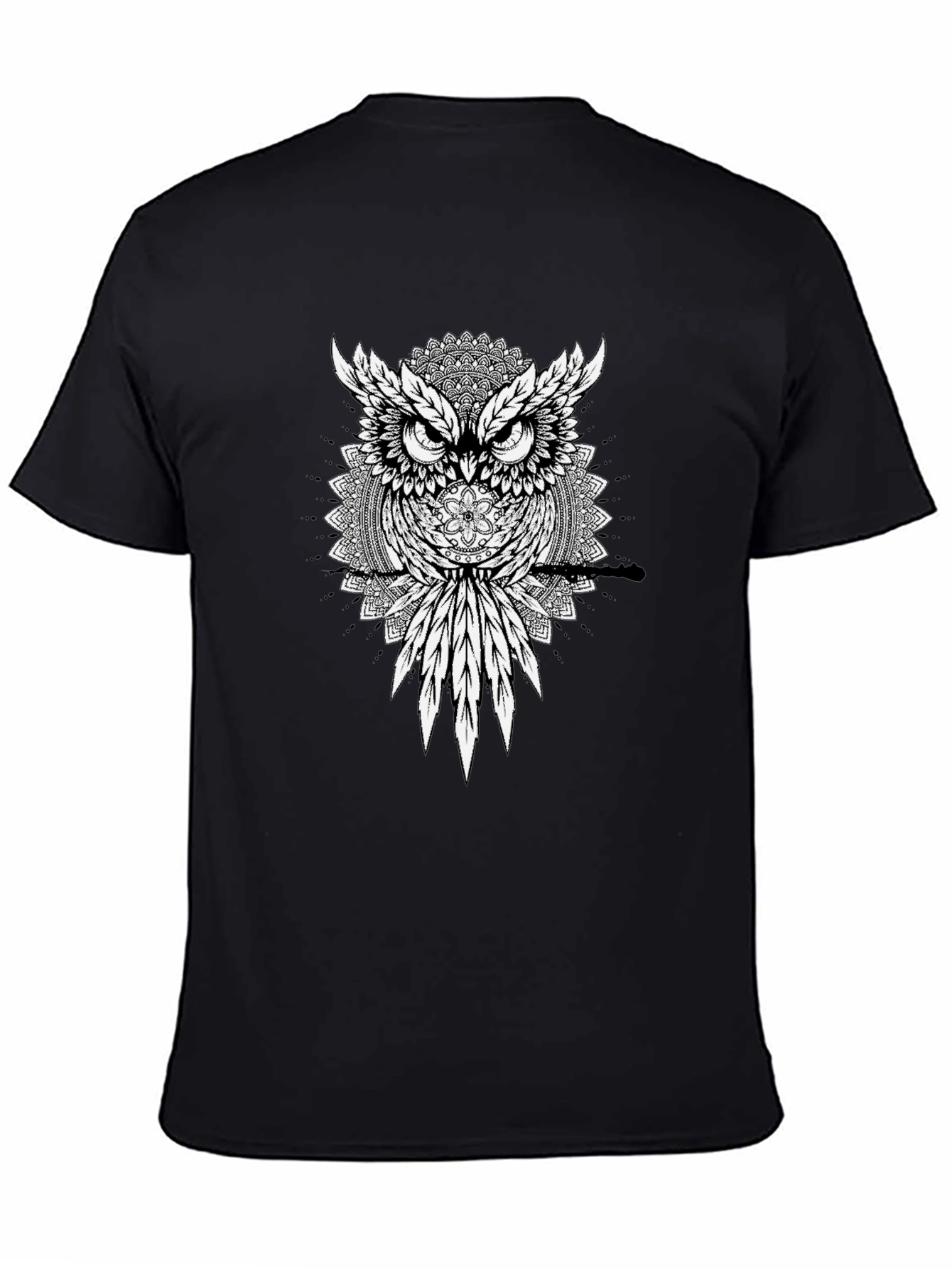 Owl Mandala Graphic Tee - Mens Black T-Shirt