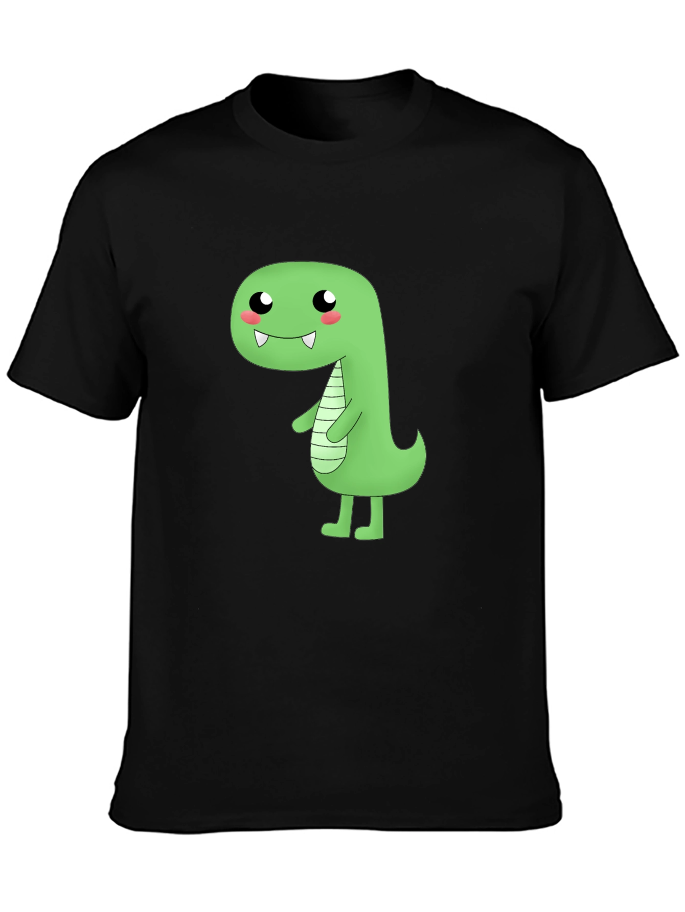 Kawaii Dinosaur Graphic Tee - Black Cotton T-Shirt