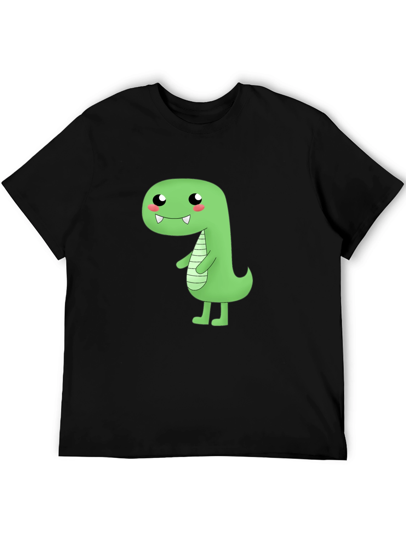 Kawaii Dinosaur Graphic Tee - Black Cotton T-Shirt