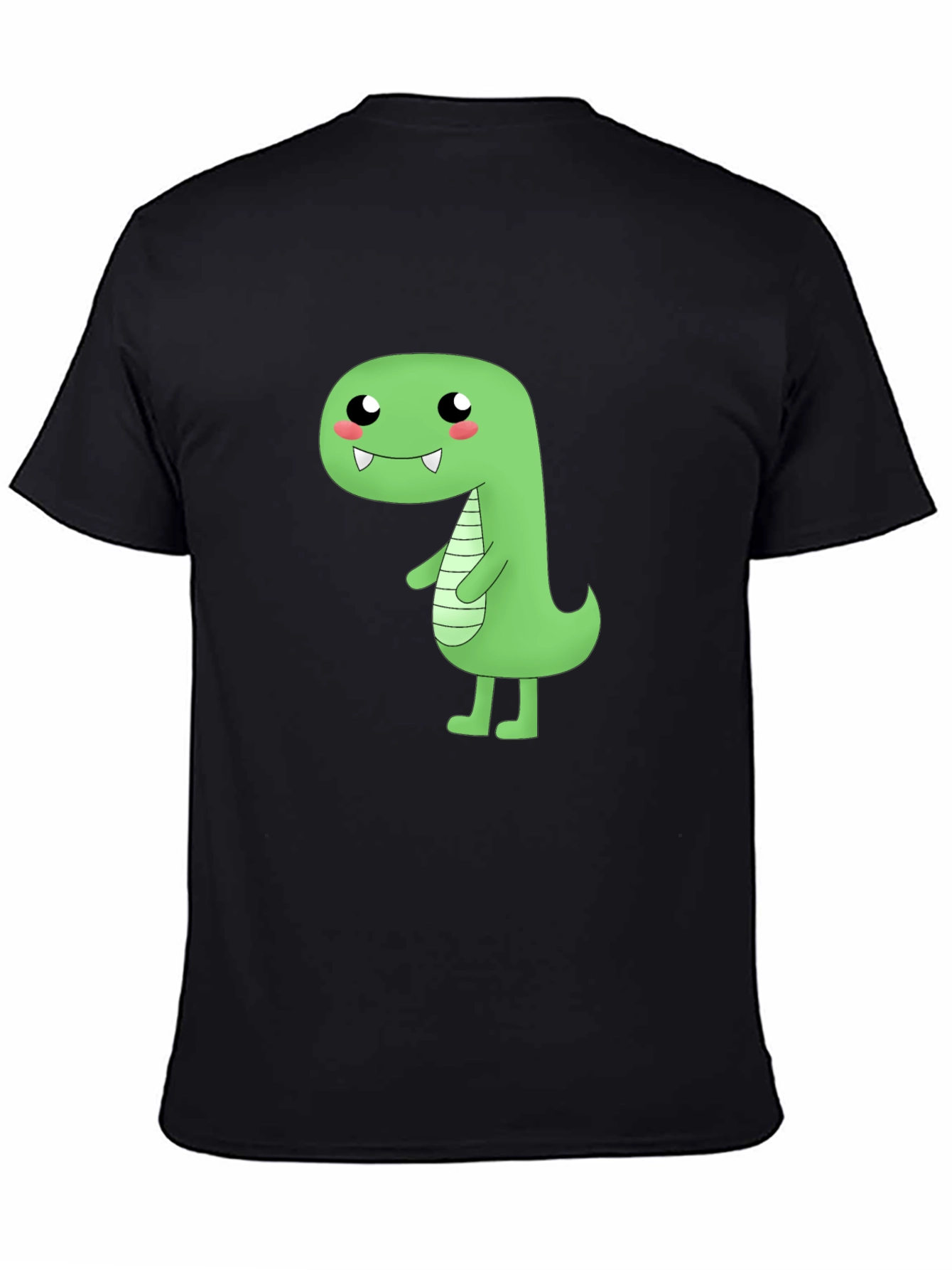 Kawaii Dinosaur Graphic Tee - Black Cotton T-Shirt