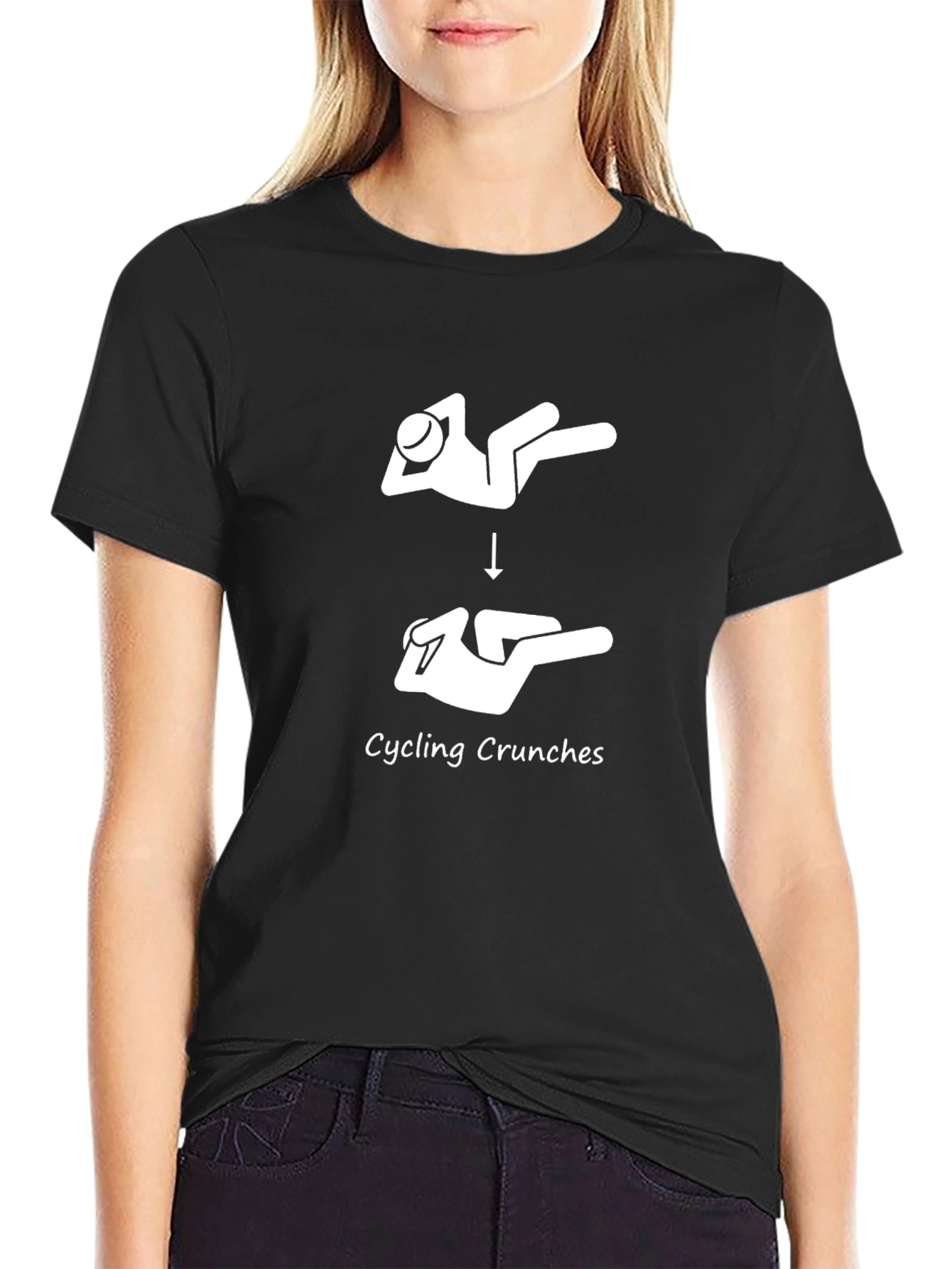 Cycling Crunches Graphic Tee - Black Cotton T-Shirt