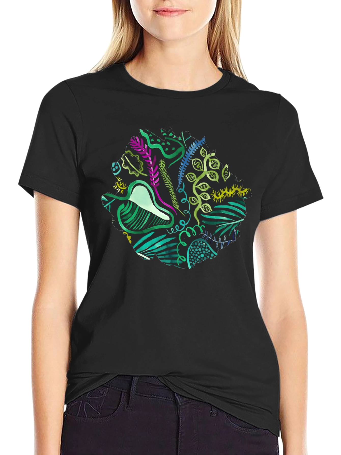Abstract Nature Graphic Black T-Shirt
