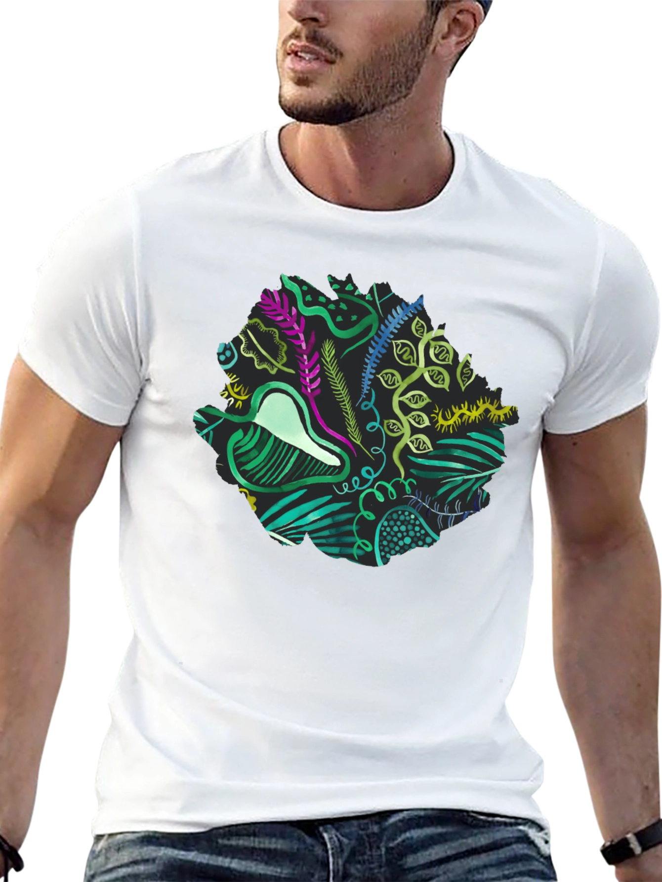 Abstract Nature Graphic Black T-Shirt