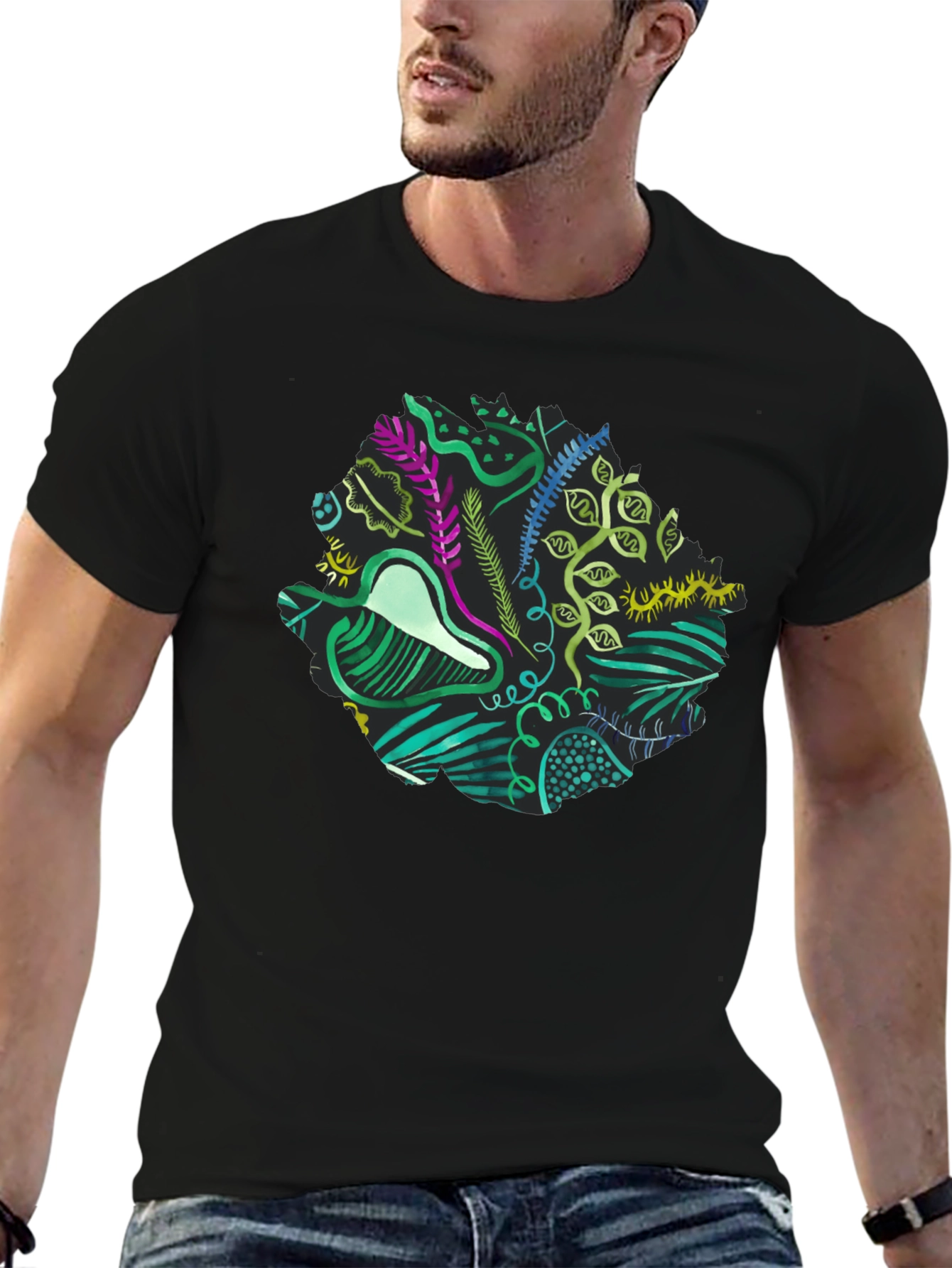 Abstract Nature Graphic Black T-Shirt