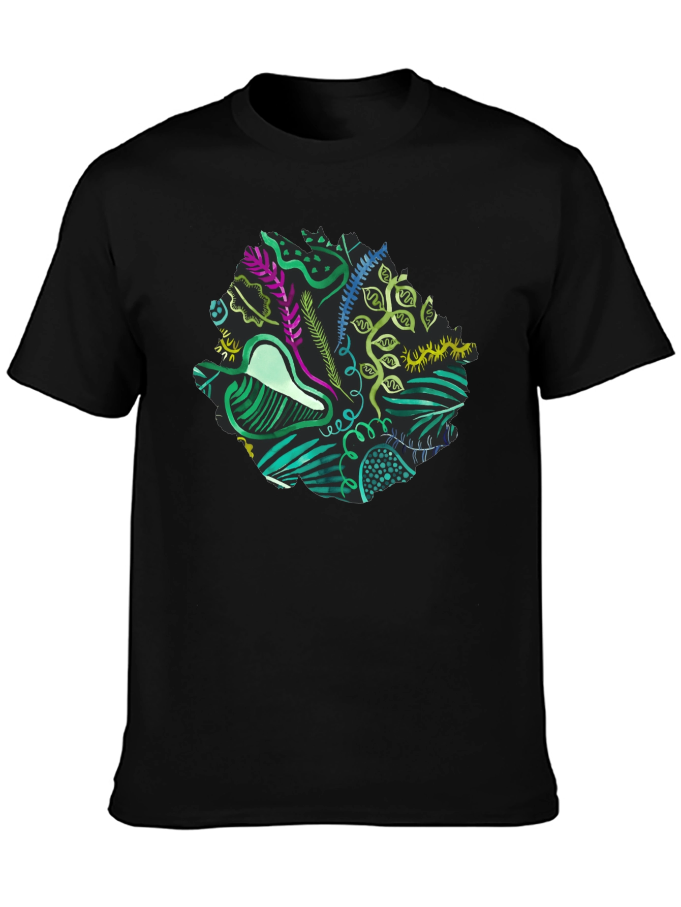 Abstract Nature Graphic Black T-Shirt