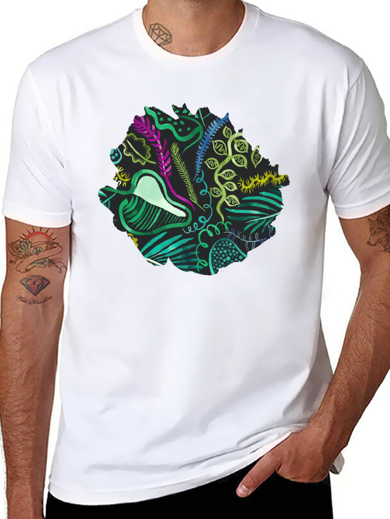 Abstract Nature Graphic Black T-Shirt