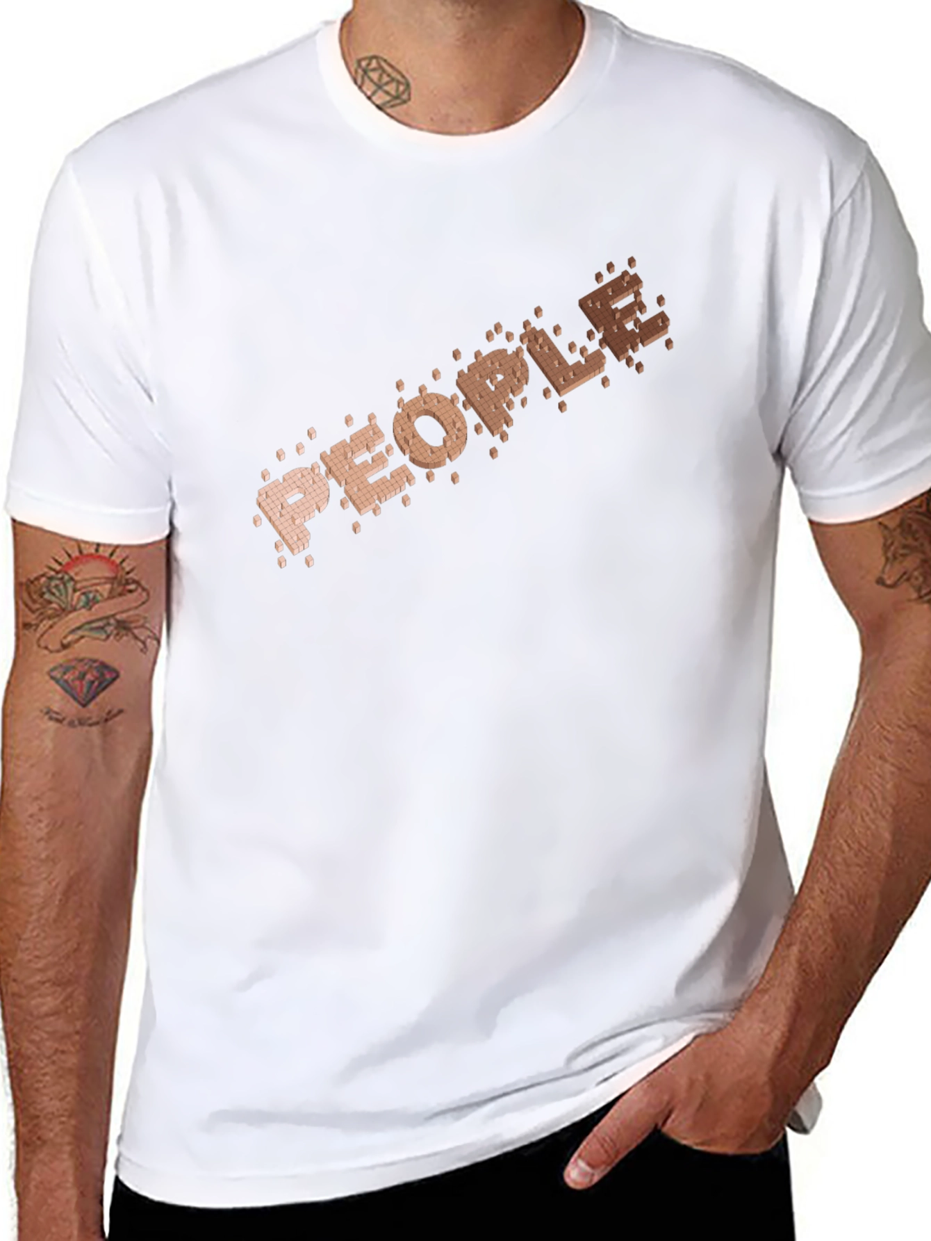 People Brick Pattern Black Tee