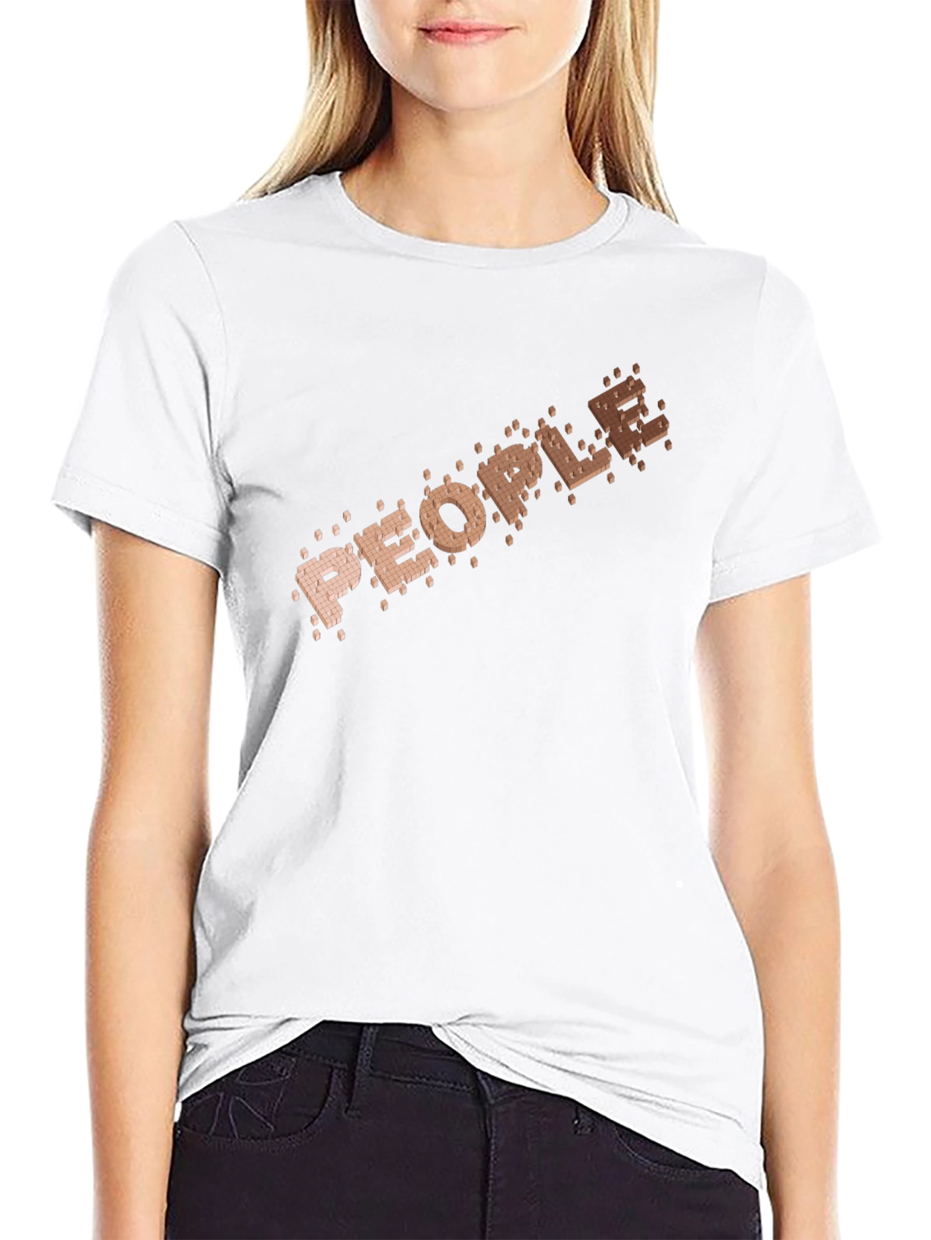 People Brick Pattern Black Tee