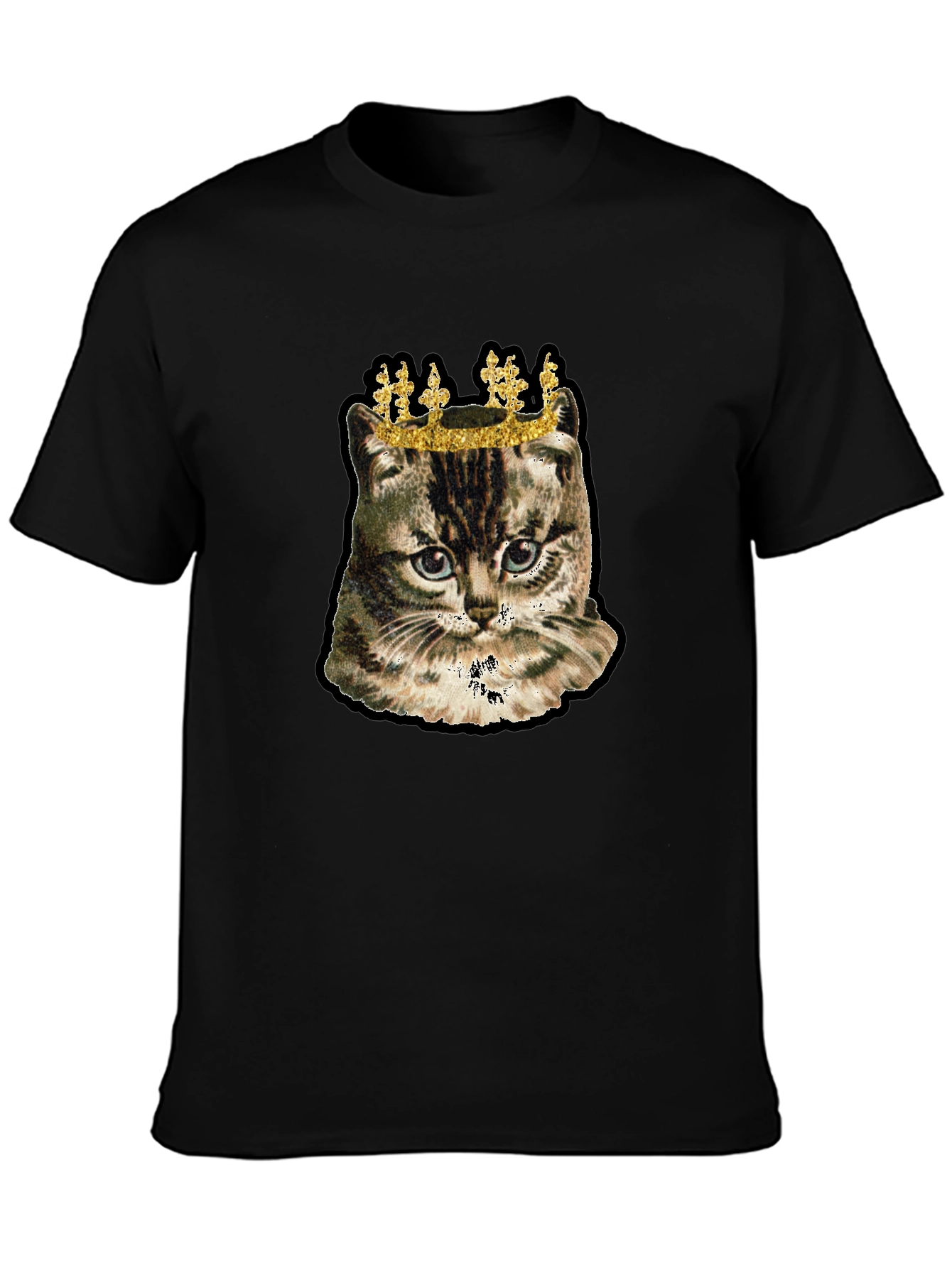 King Cat Graphic Tee - Black Cotton T-Shirt