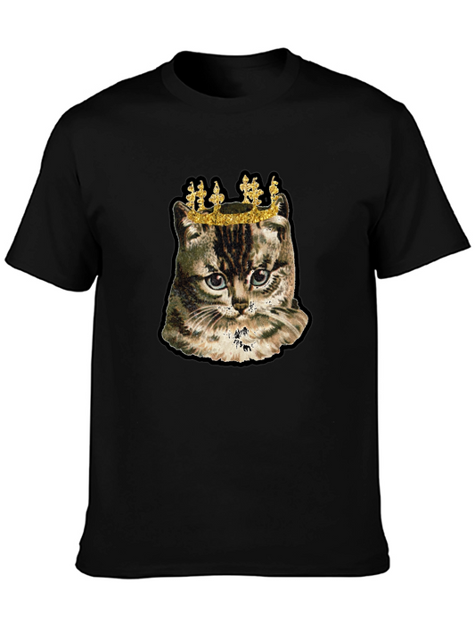 King Cat Graphic Tee - Black Cotton T-Shirt