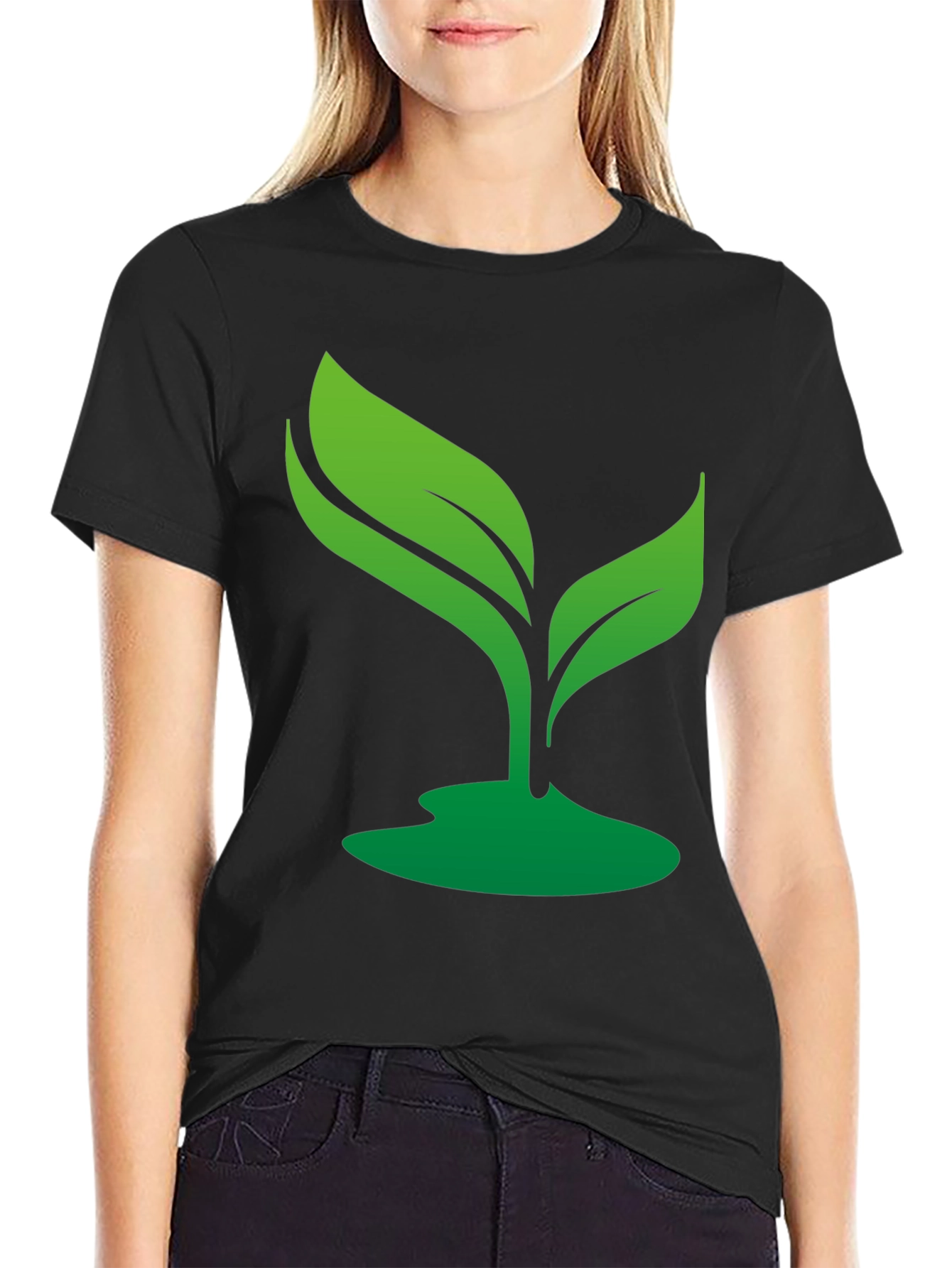 Nature Plant T-Shirt - Black Cotton Blend