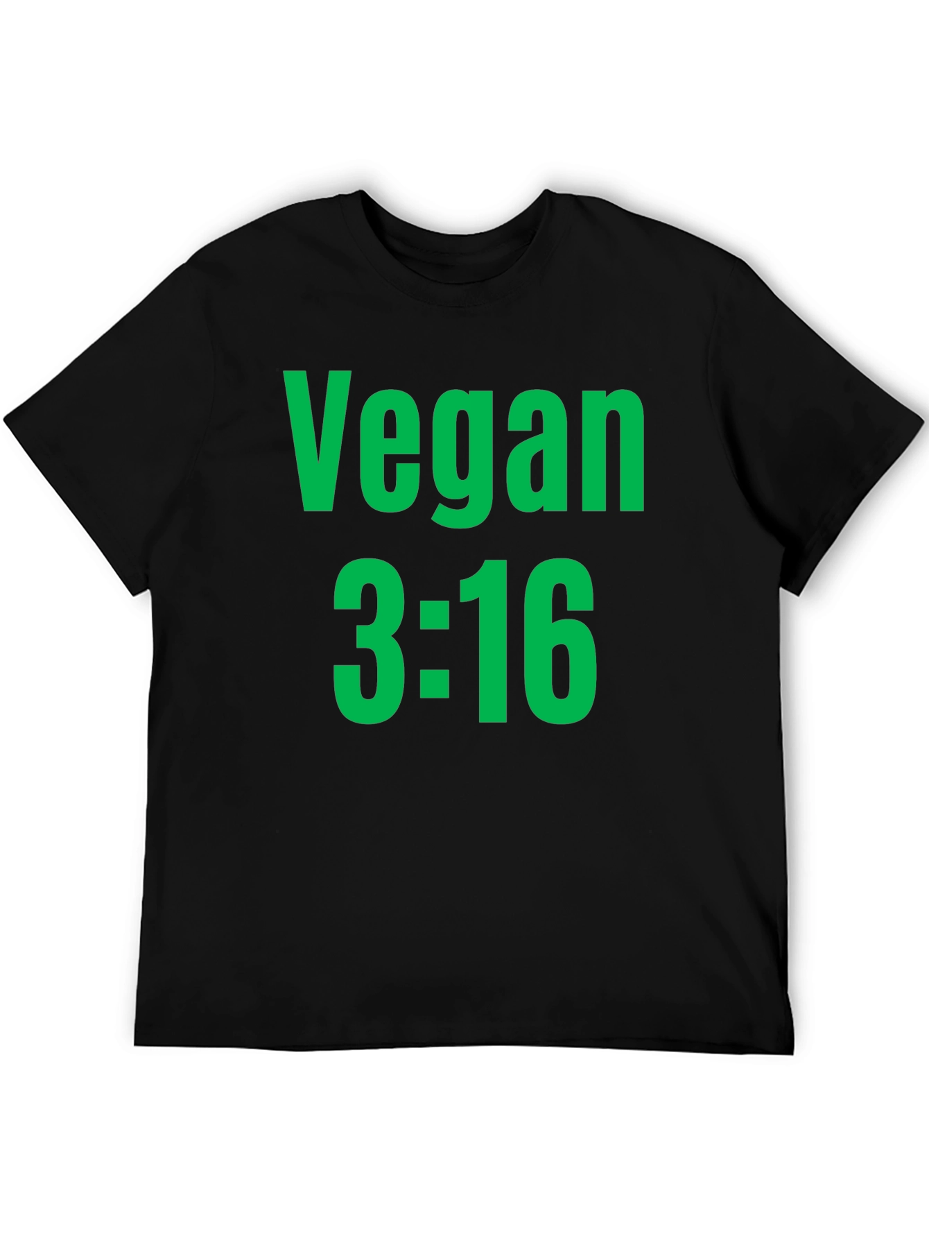 Vegan 3:16 T-Shirt - Bold Green Print on Black