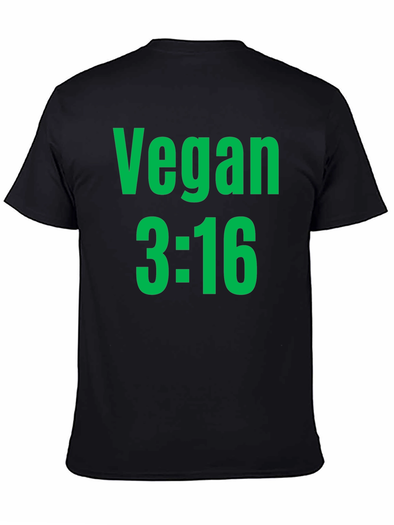 Vegan 3:16 T-Shirt - Bold Green Print on Black