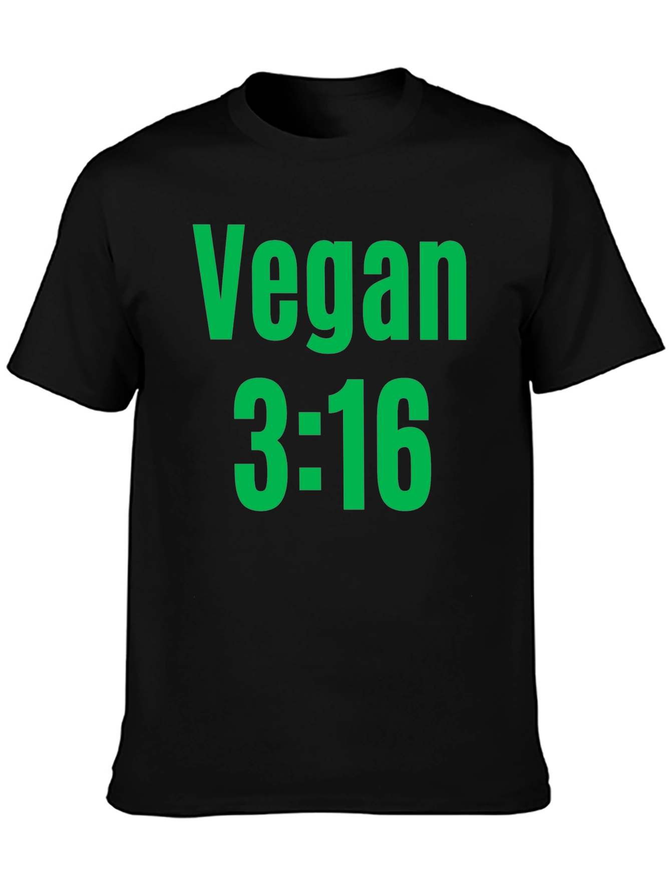 Vegan 3:16 T-Shirt - Bold Green Print on Black