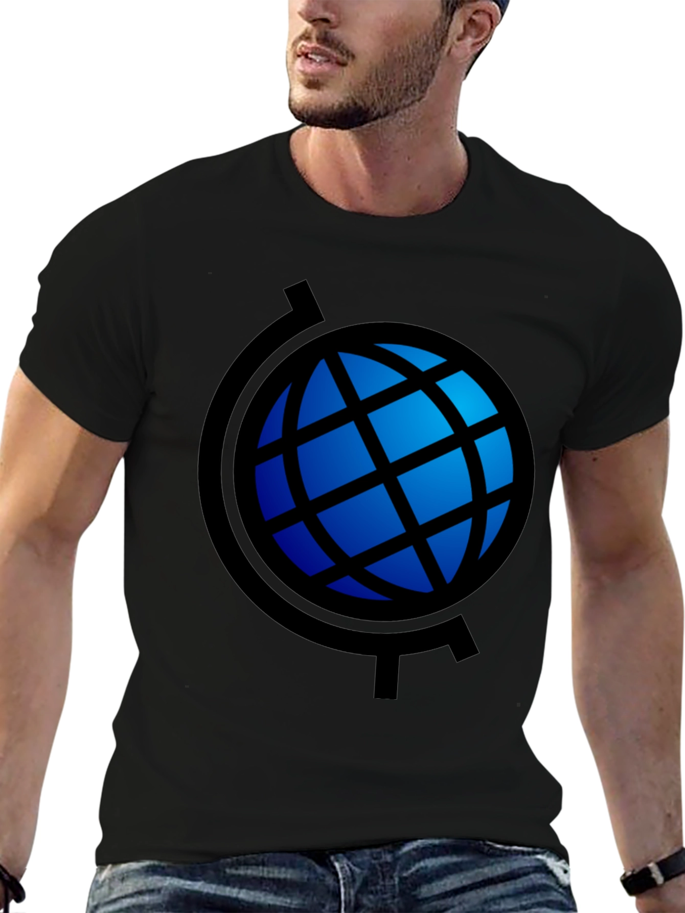 Globe Graphic Black T-Shirt - Stylish Travel Tee
