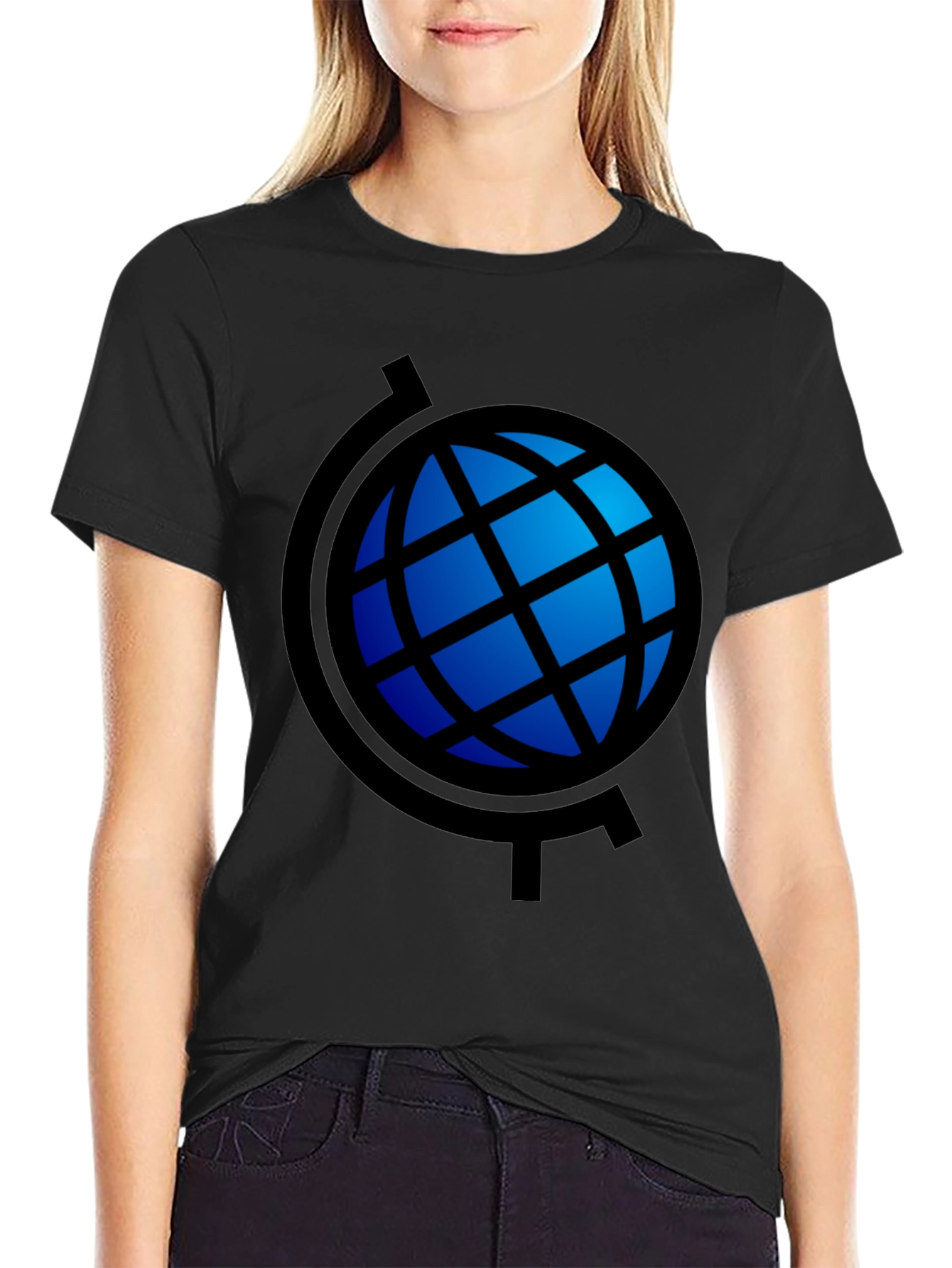Globe Graphic Black T-Shirt - Stylish Travel Tee