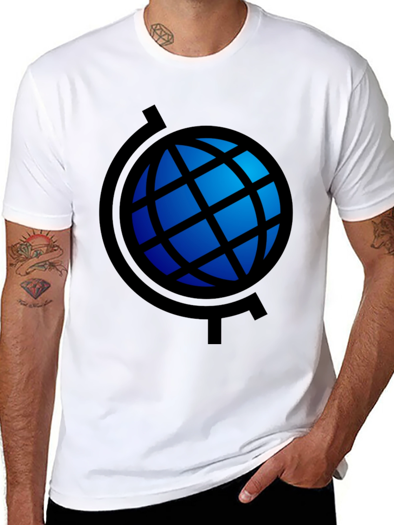 Globe Graphic Black T-Shirt - Stylish Travel Tee