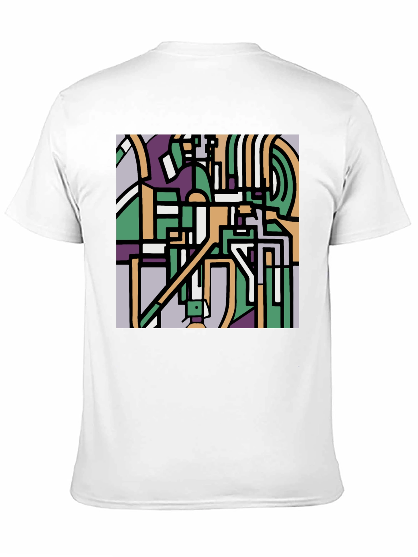 Abstract Art Tee - Geometric Print Black T-Shirt