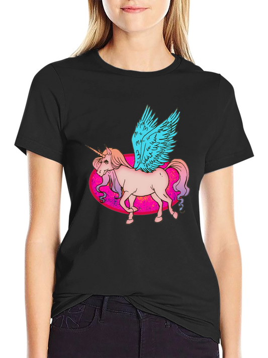 Unicorn Pegasus Graphic T-Shirt - Black Cotton Tee
