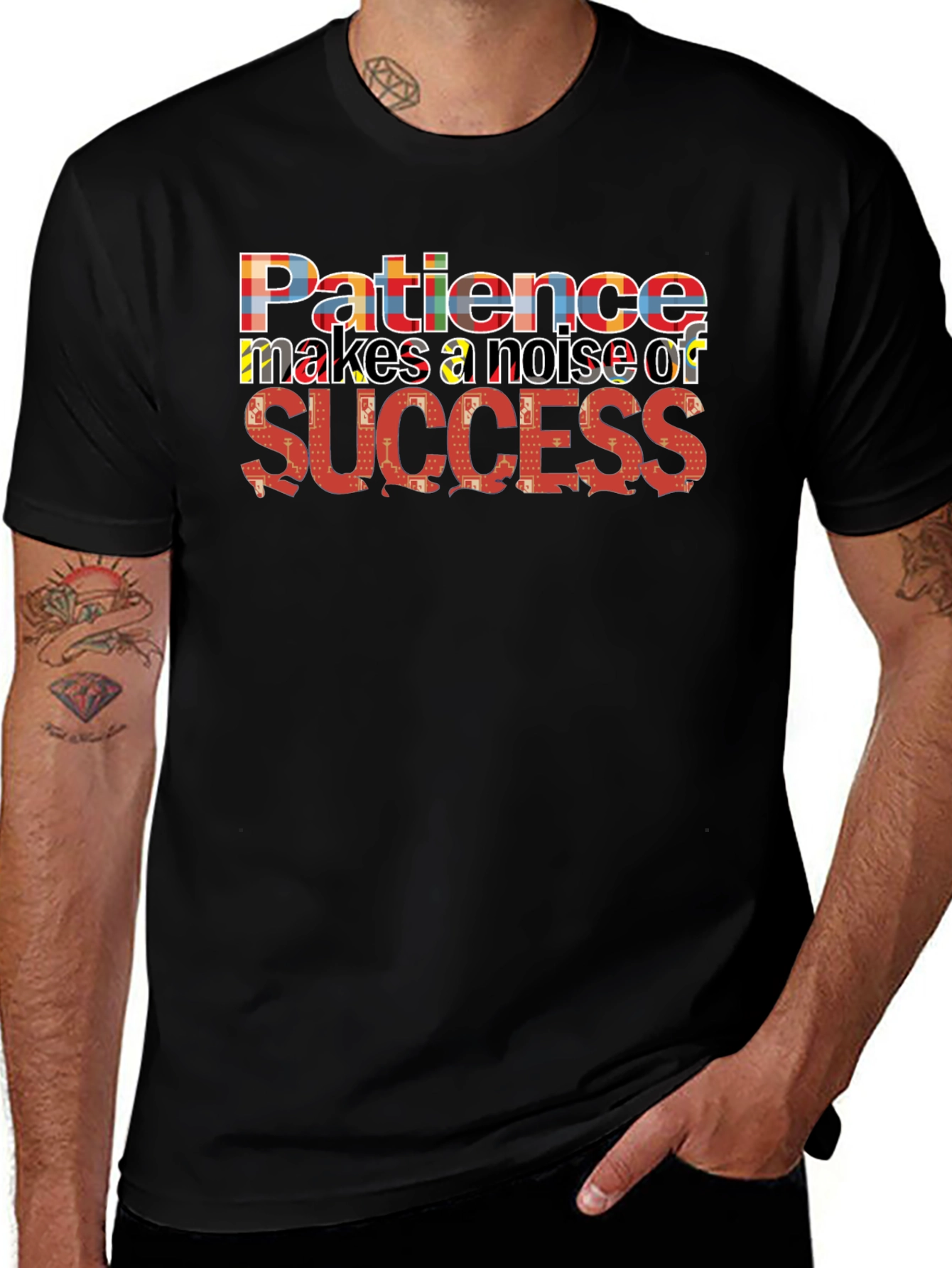 Patience Success Graphic Black T-Shirt