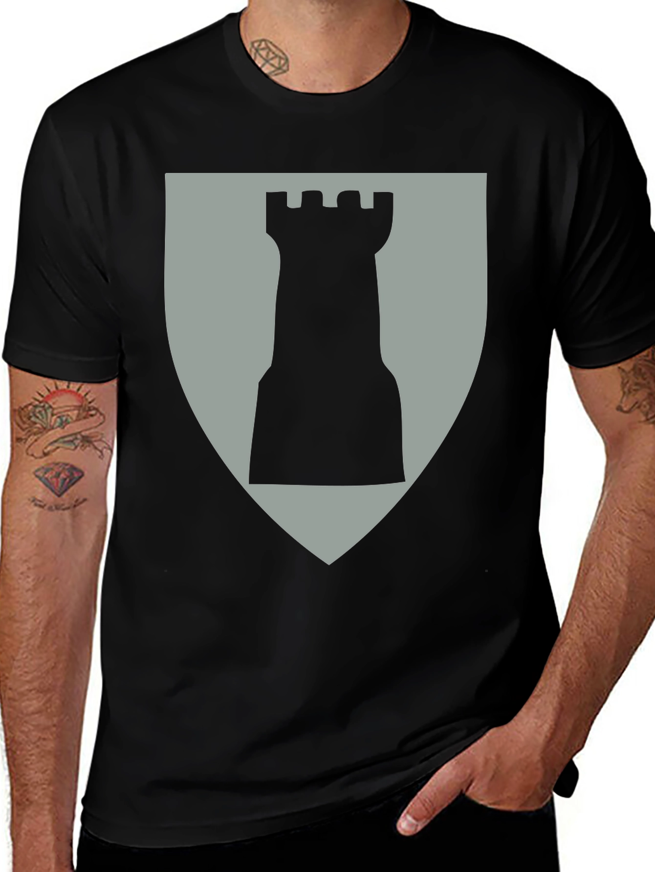 Chess Rook Graphic Tee - Black