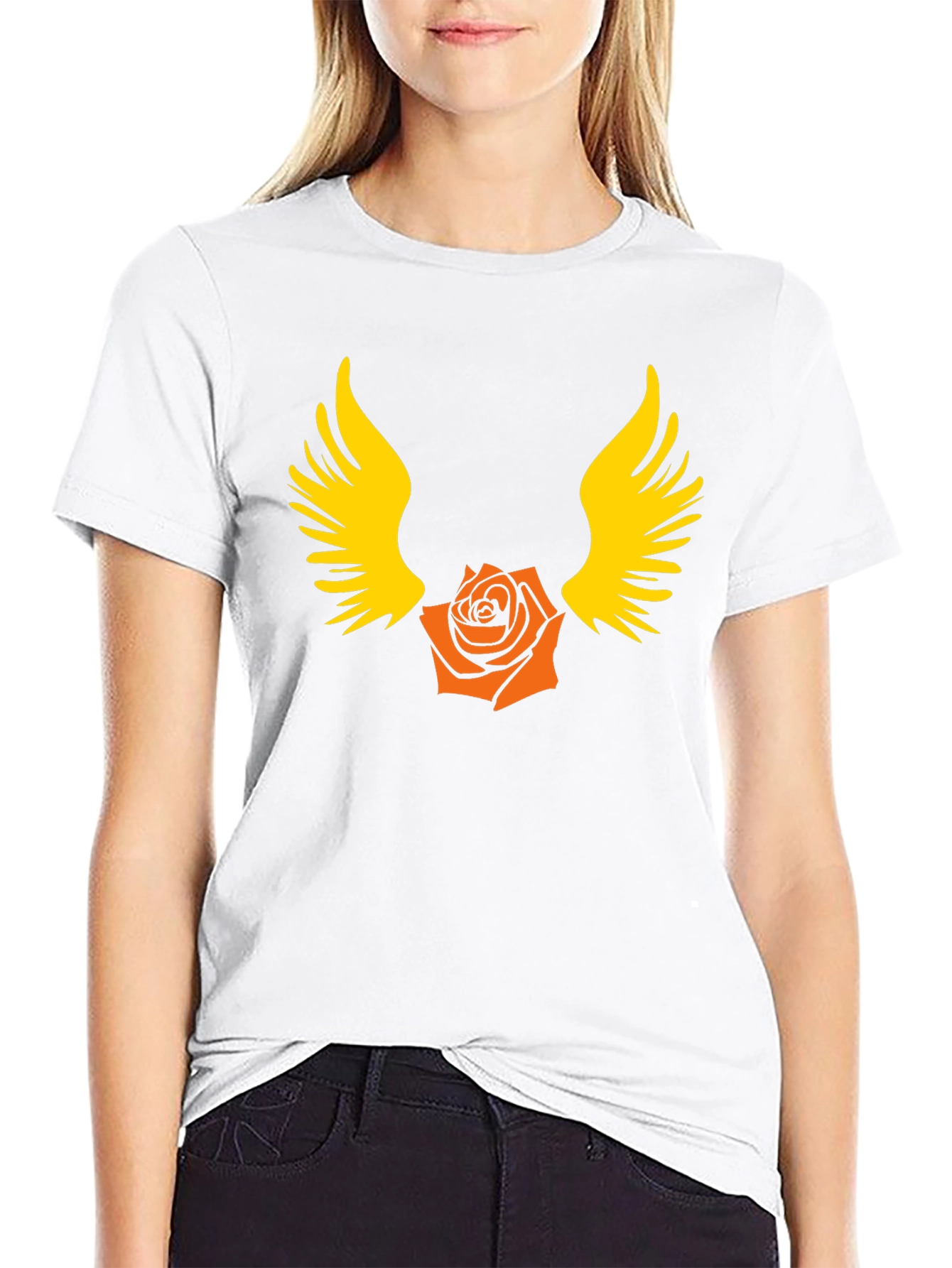 Winged Rose Graphic T-Shirt - Bold Black Cotton Tee