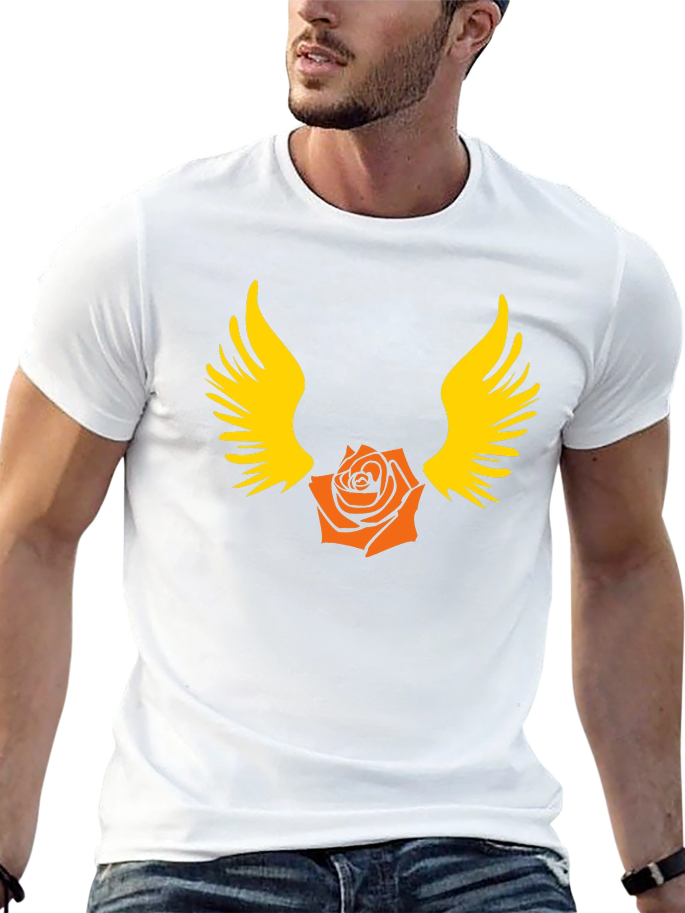 Winged Rose Graphic T-Shirt - Bold Black Cotton Tee