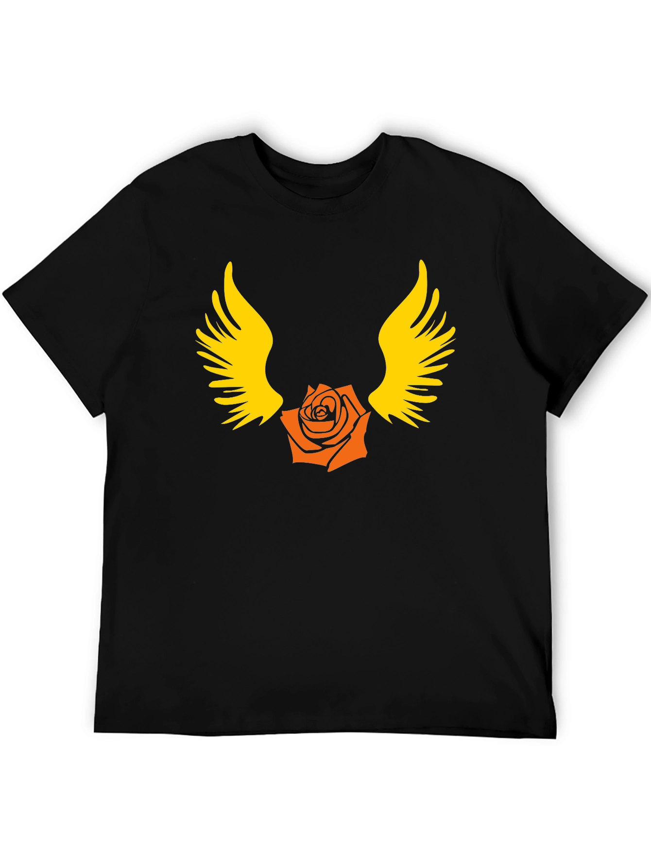Winged Rose Graphic T-Shirt - Bold Black Cotton Tee