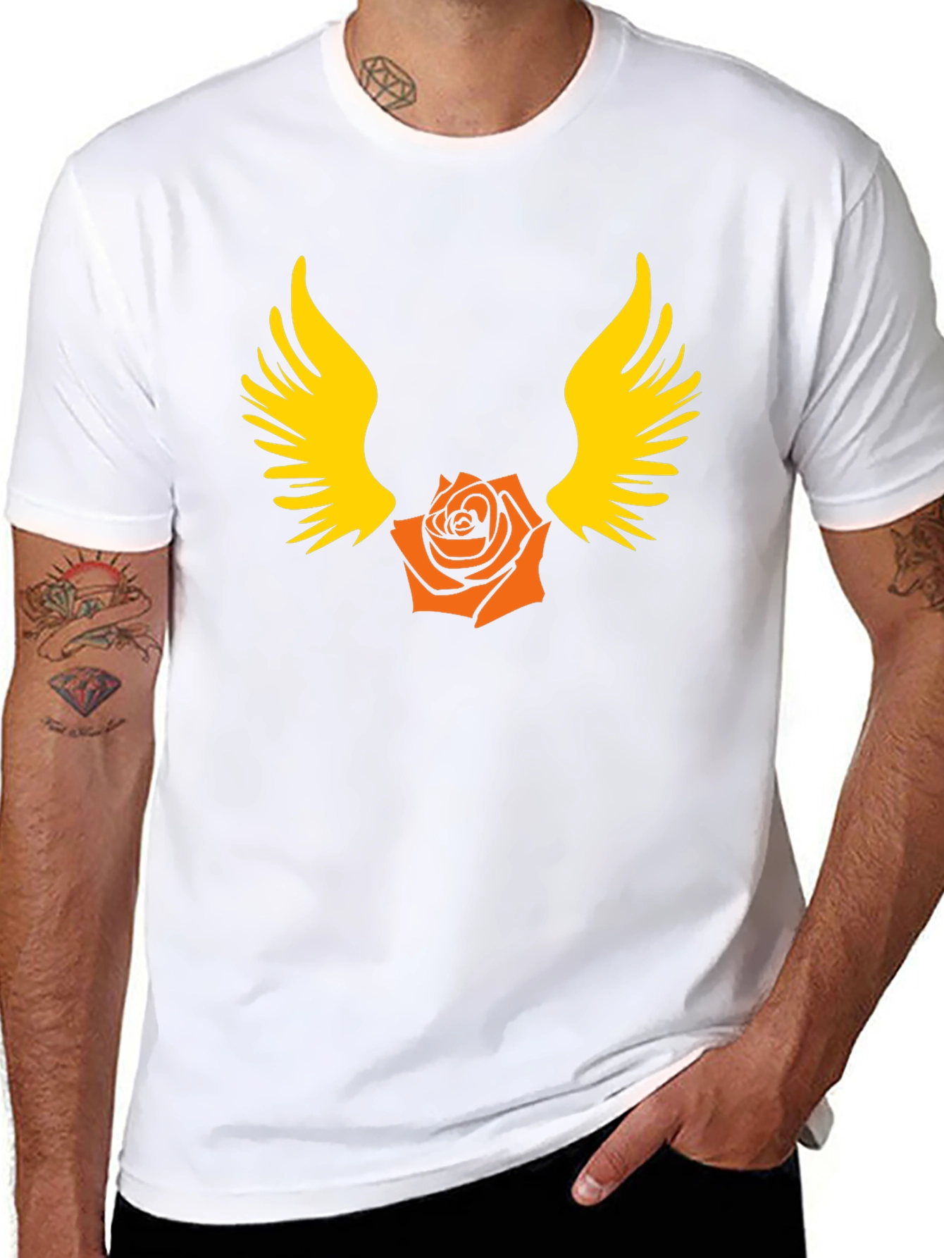 Winged Rose Graphic T-Shirt - Bold Black Cotton Tee