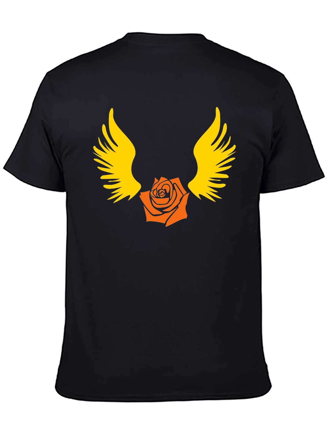 Winged Rose Graphic T-Shirt - Bold Black Cotton Tee