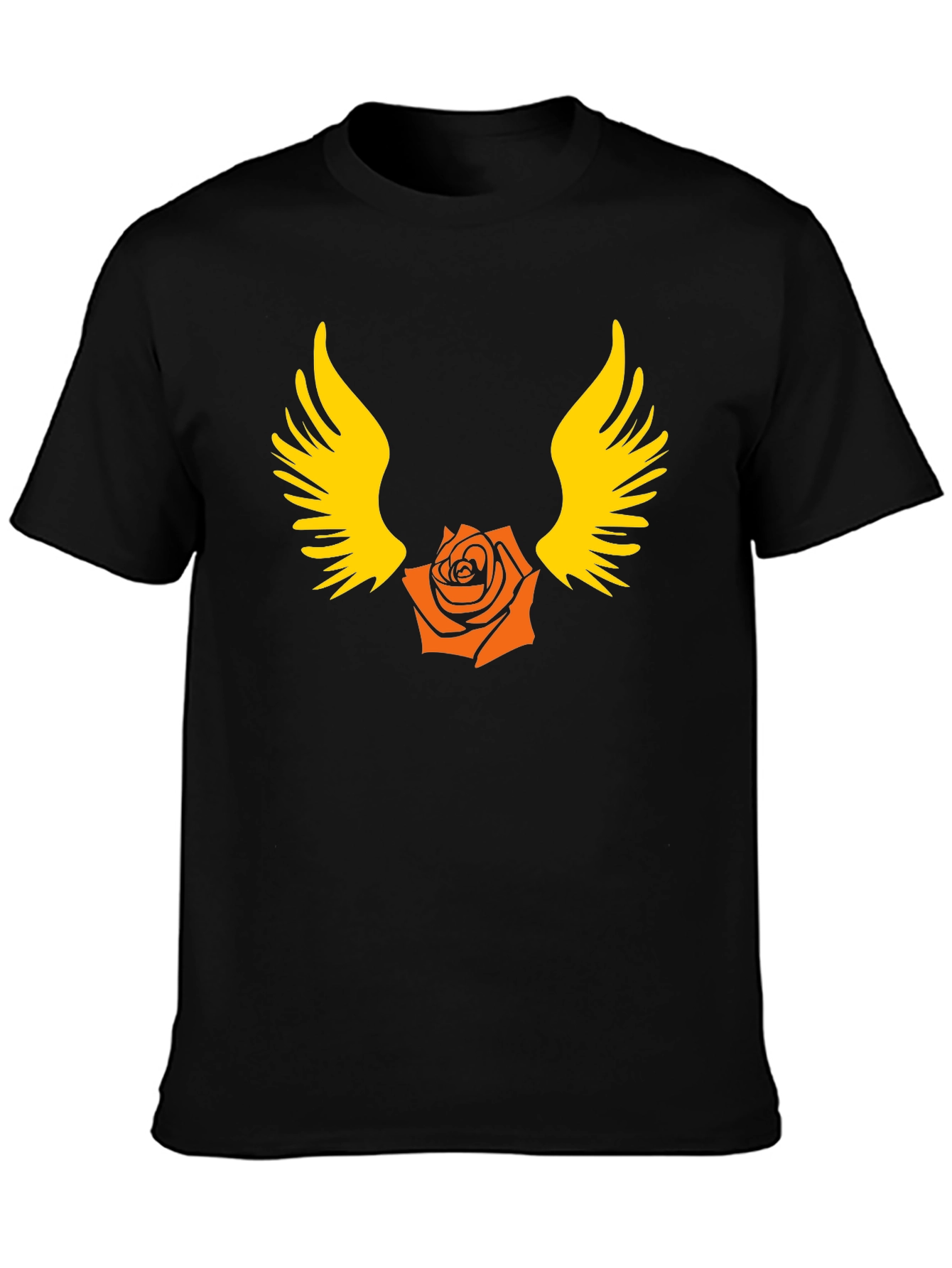 Winged Rose Graphic T-Shirt - Bold Black Cotton Tee