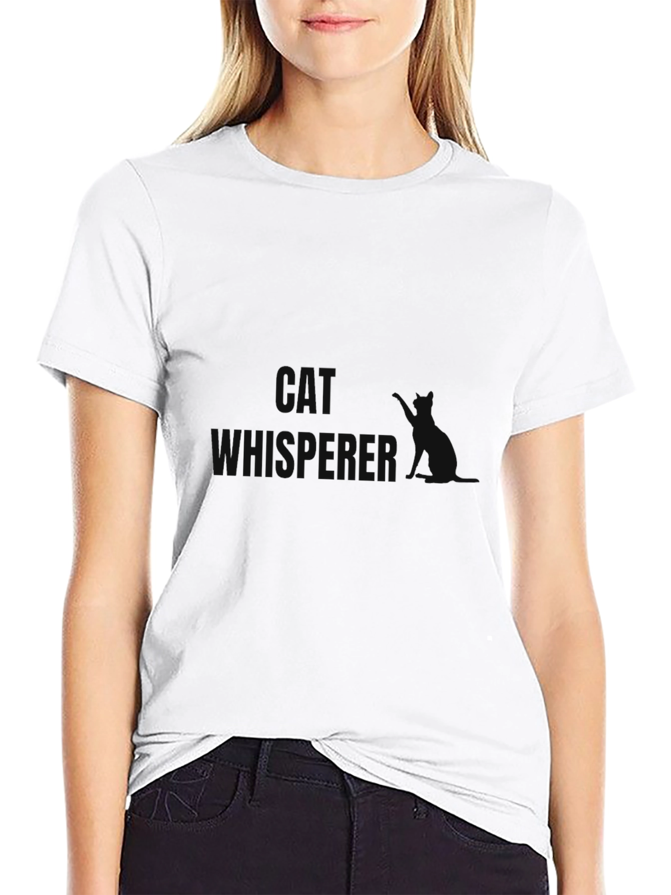 Cat Whisperer Graphic T-Shirt - Black