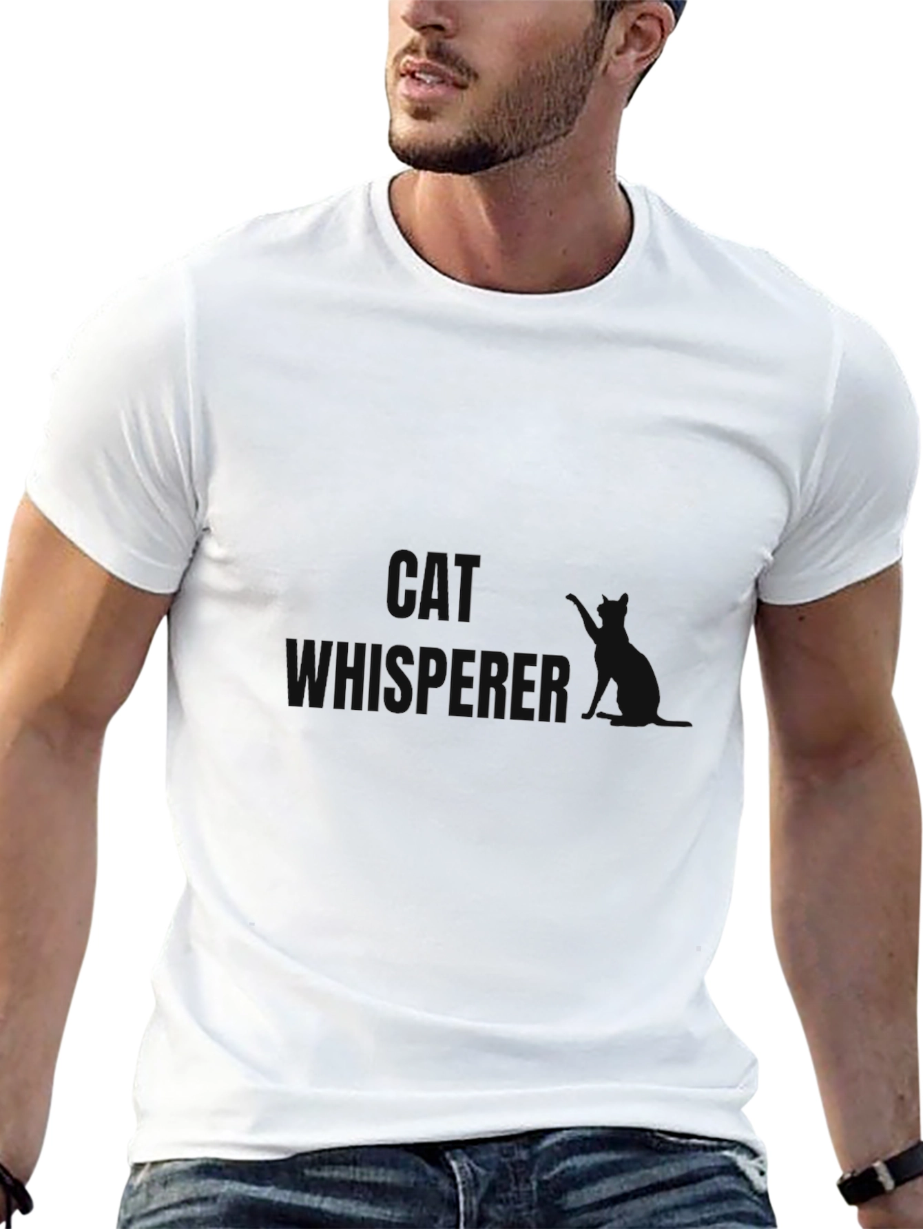 Cat Whisperer Graphic T-Shirt - Black