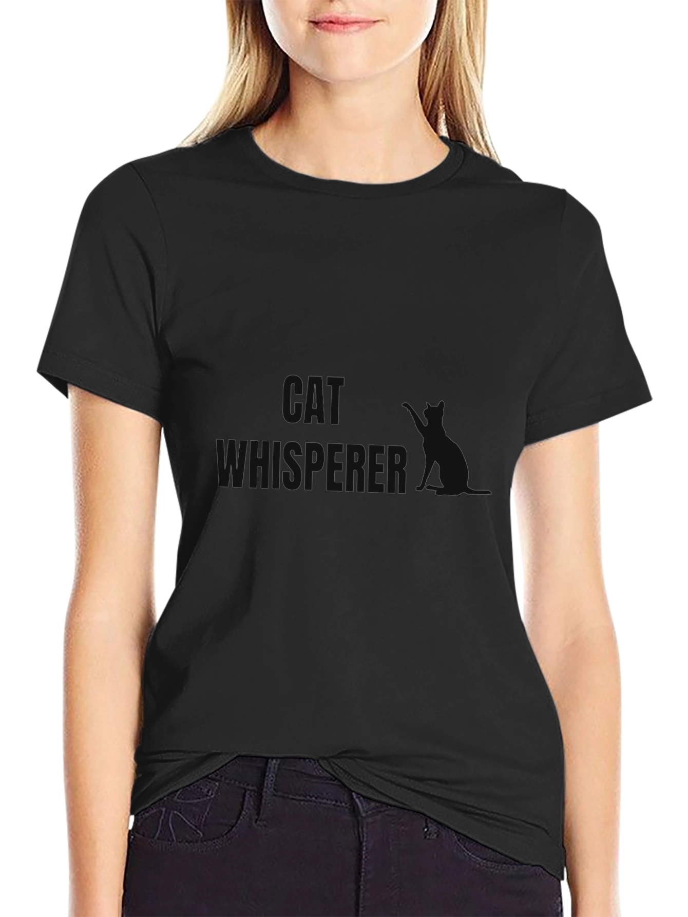 Cat Whisperer Graphic T-Shirt - Black