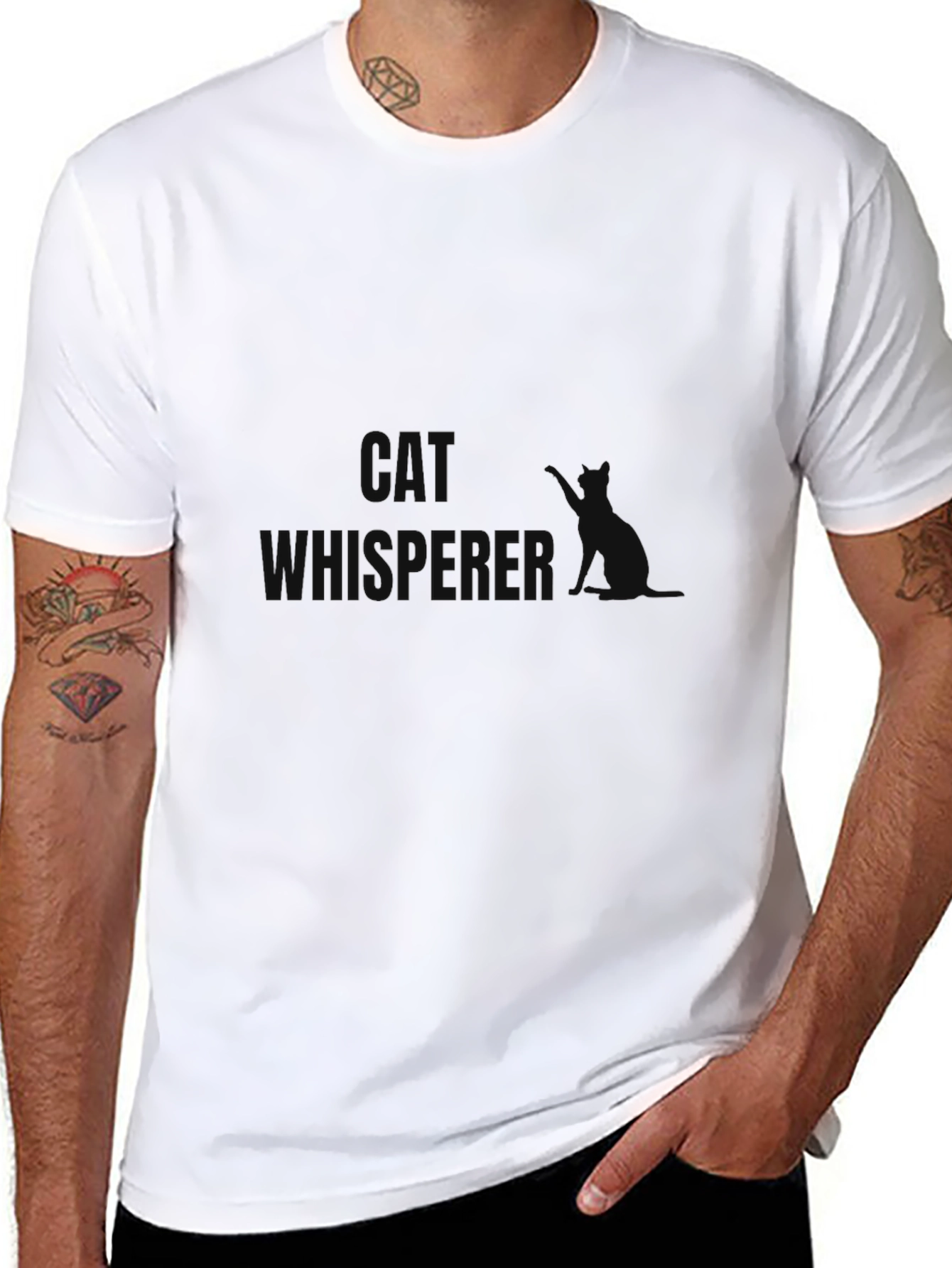 Cat Whisperer Graphic T-Shirt - Black